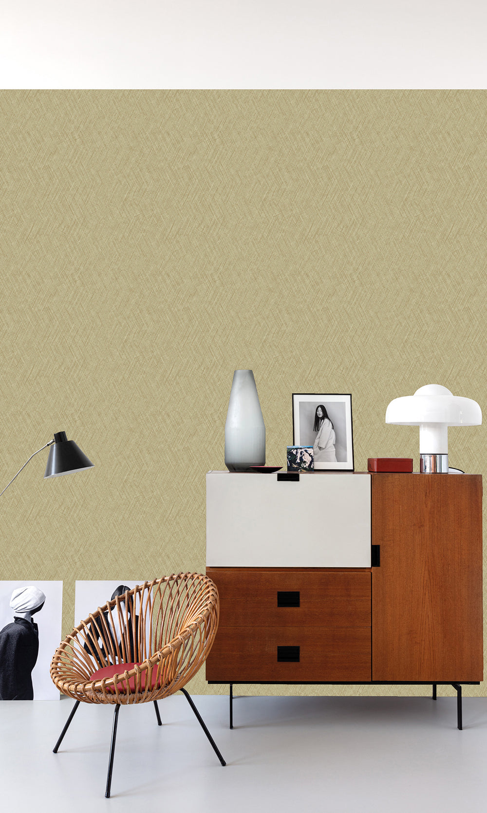 Bungalow Taupe Straw Weave Wallpaper R9819