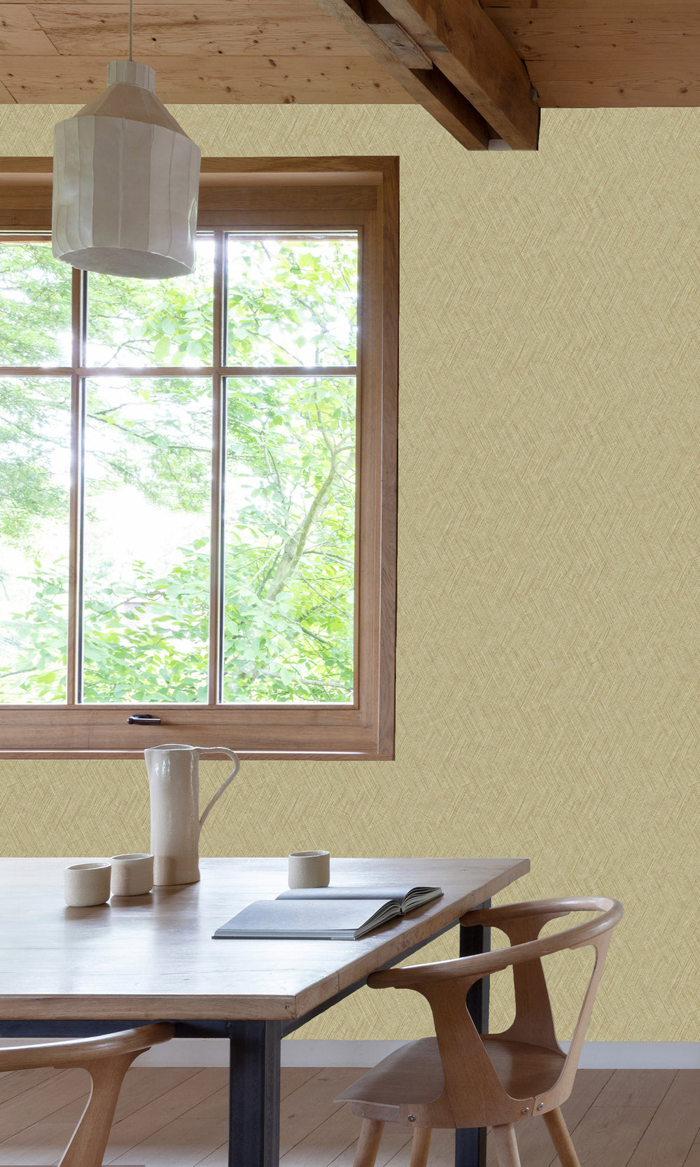 Bungalow Taupe Straw Weave Wallpaper R9819