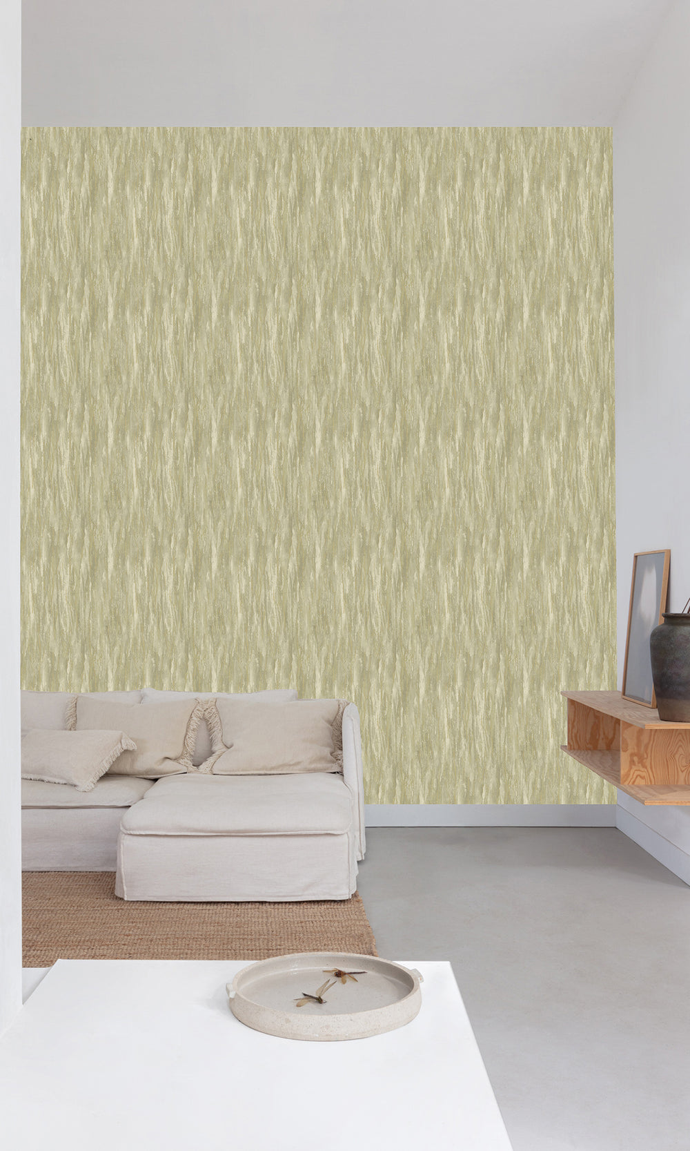 Coriander Green Faux Tree Bark Wallpaper R9823