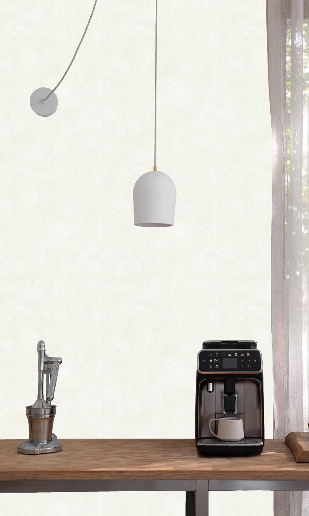 Atrium White Faux Concrete Wallpaper R9825