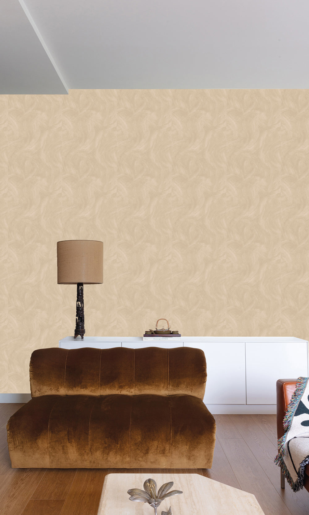 Stonish Beige Faux Concrete Wallpaper R9828