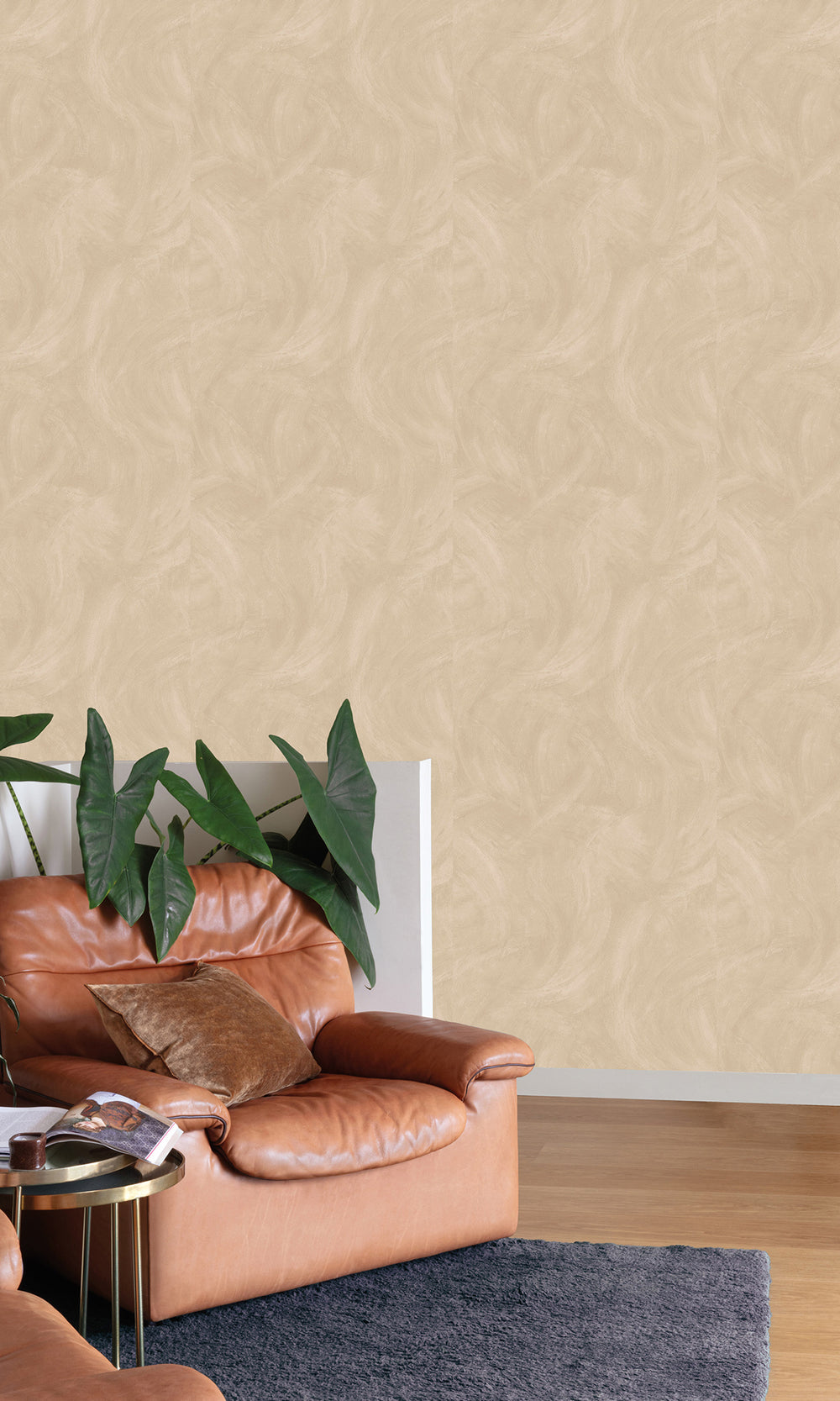 Stonish Beige Faux Concrete Wallpaper R9828
