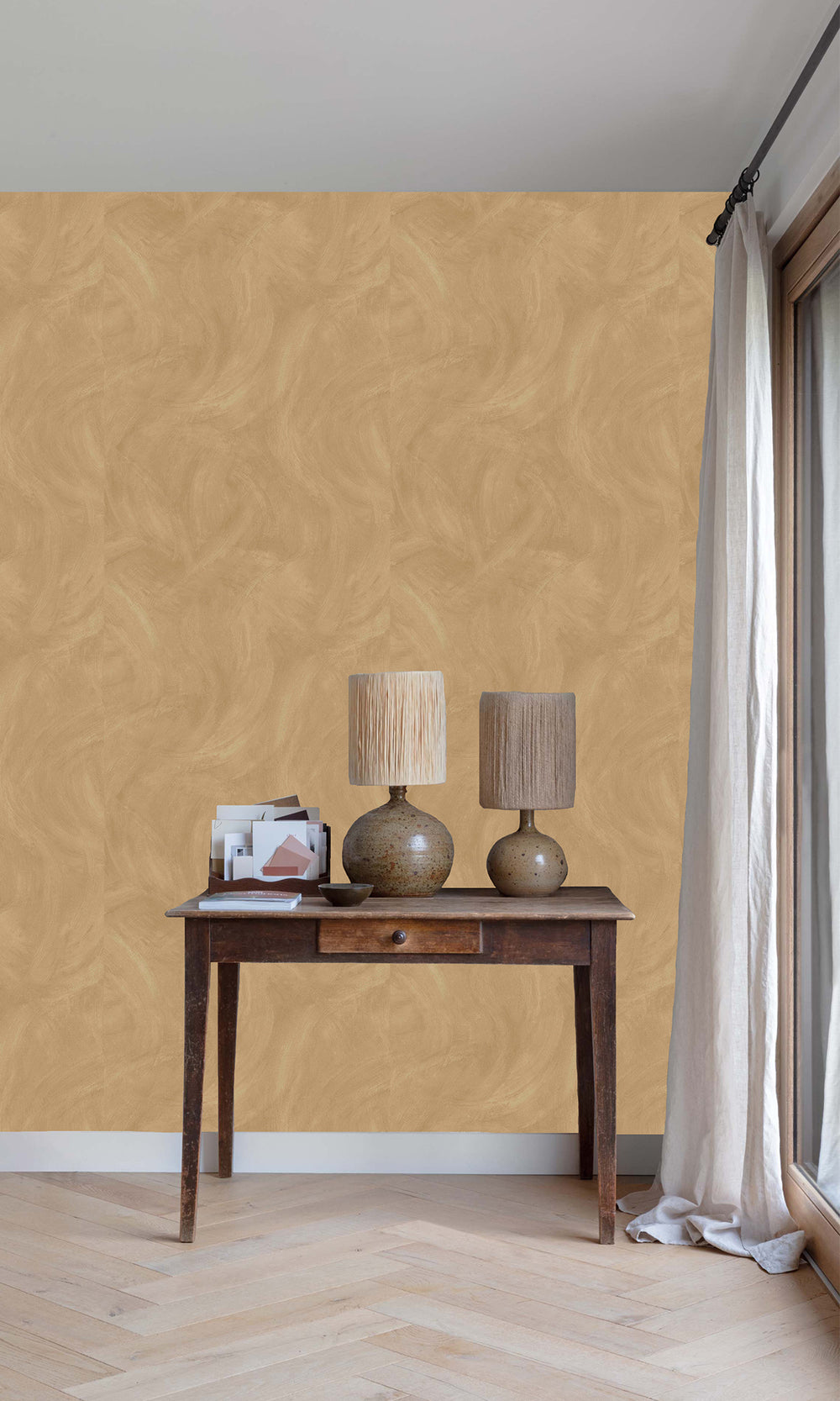 Creamy Caramel Faux Concrete Wallpaper R9831