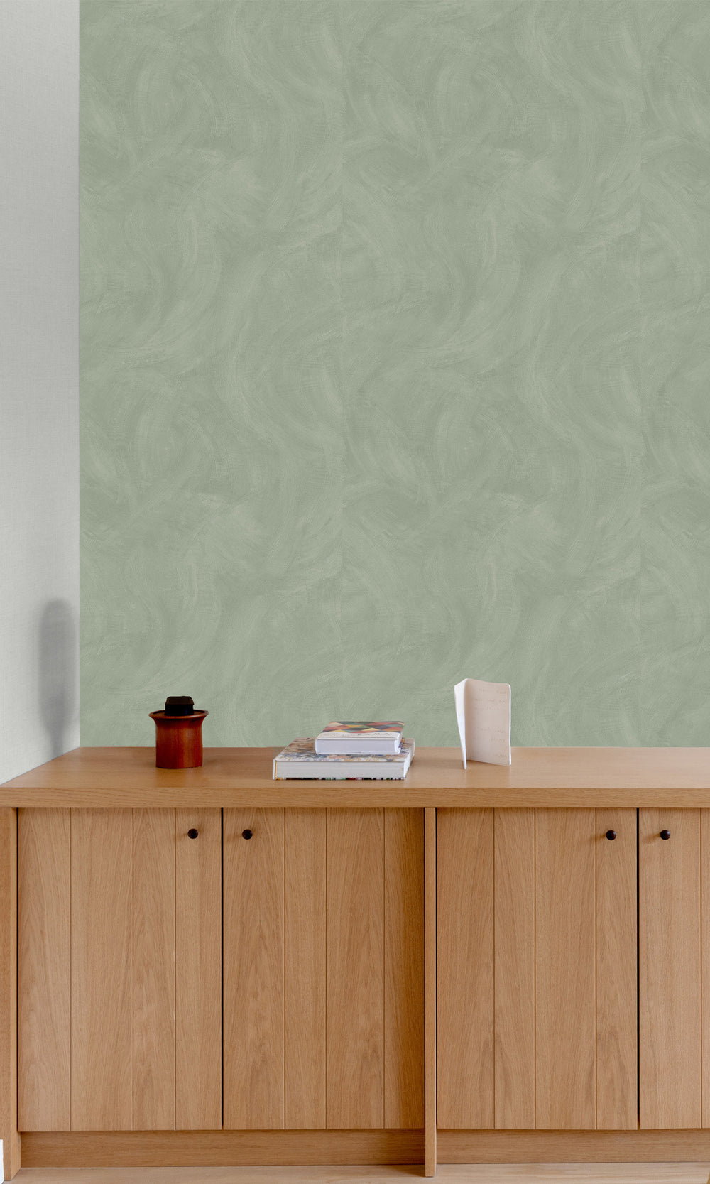 Green Tea Leaf Faux Concrete Wallpaper R9834