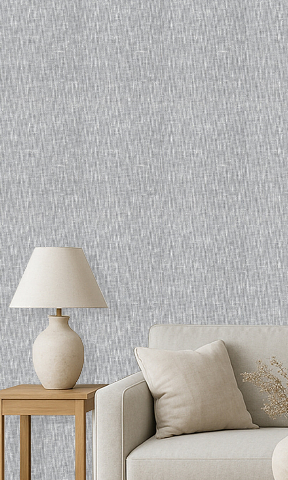 Formal Grey Linen Weave Wallpaper R9839