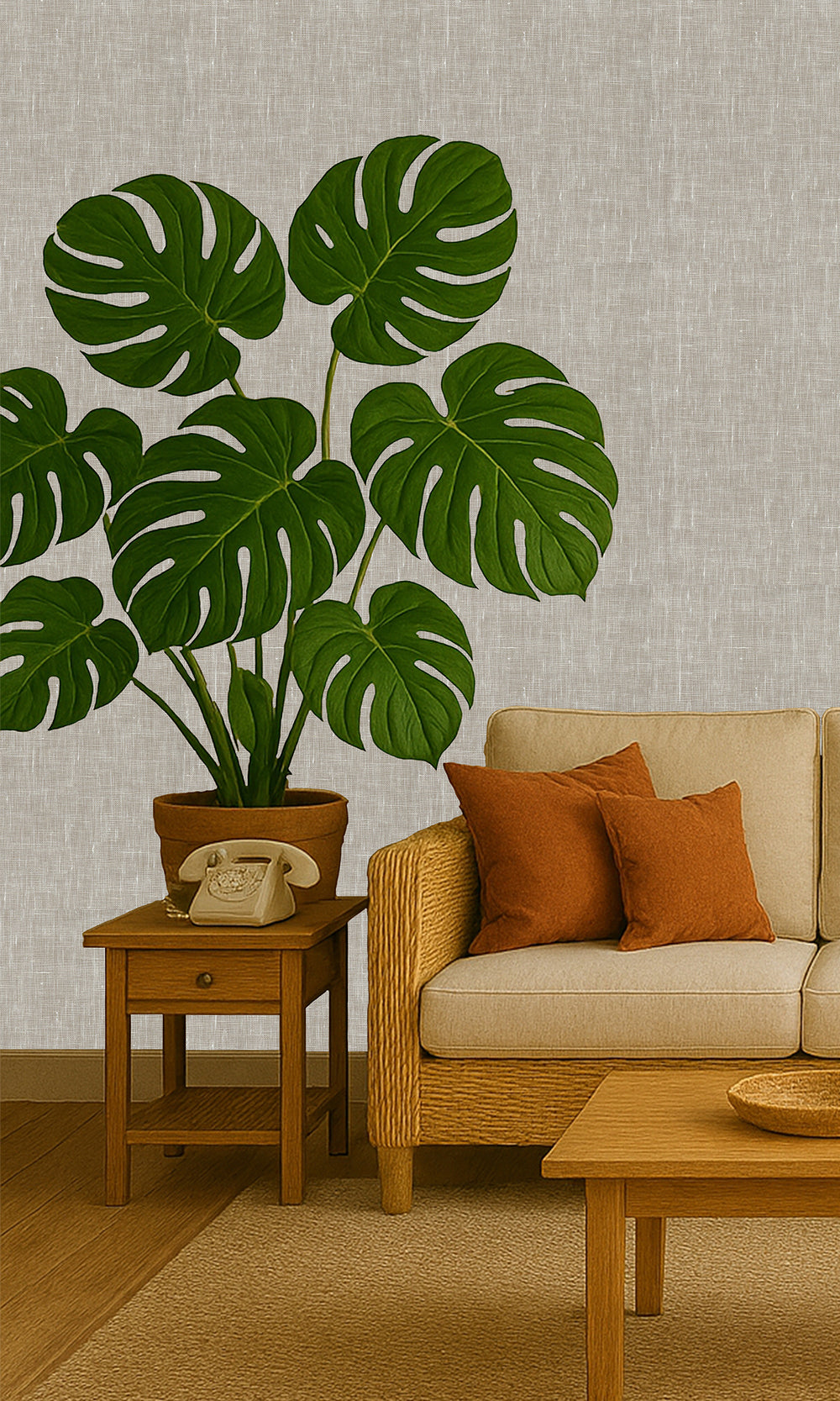 Tawny Owl Linen Weave Wallpaper R9842