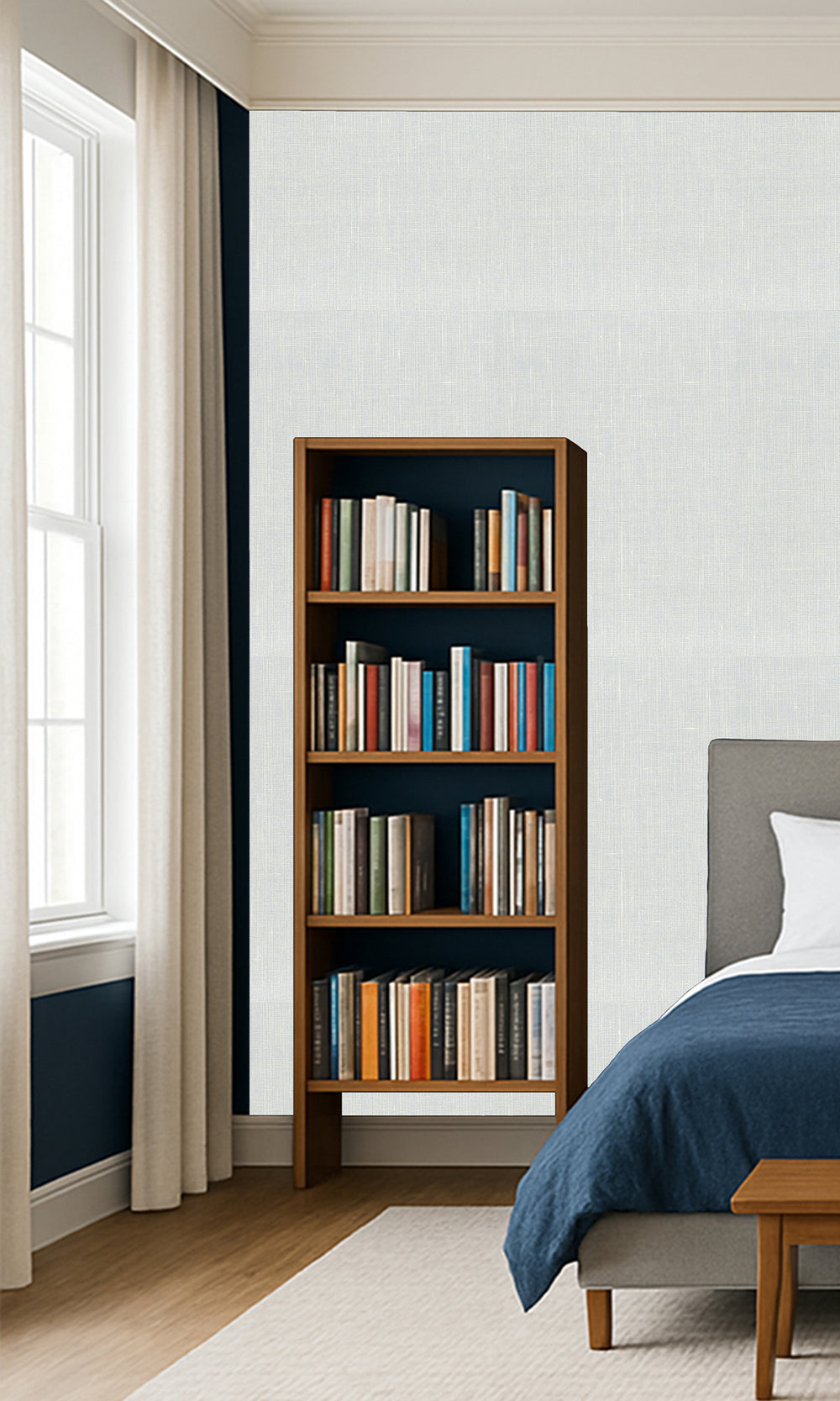 Blue Blush Linen Weave Wallpaper R9843