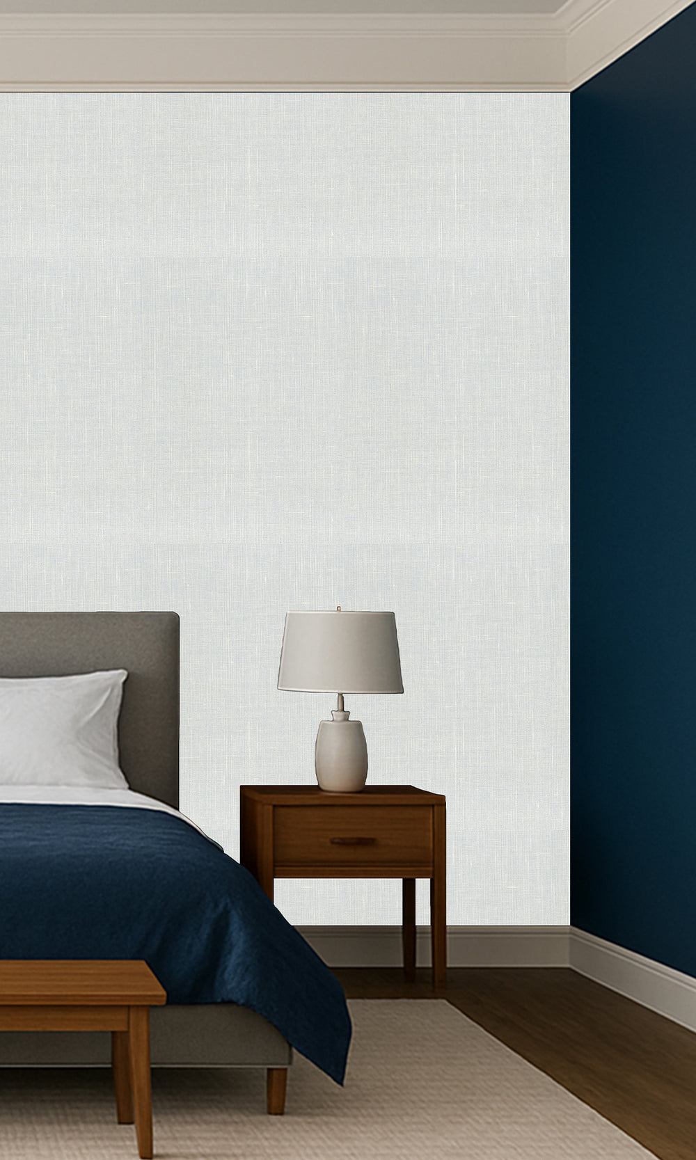 Blue Blush Linen Weave Wallpaper R9843