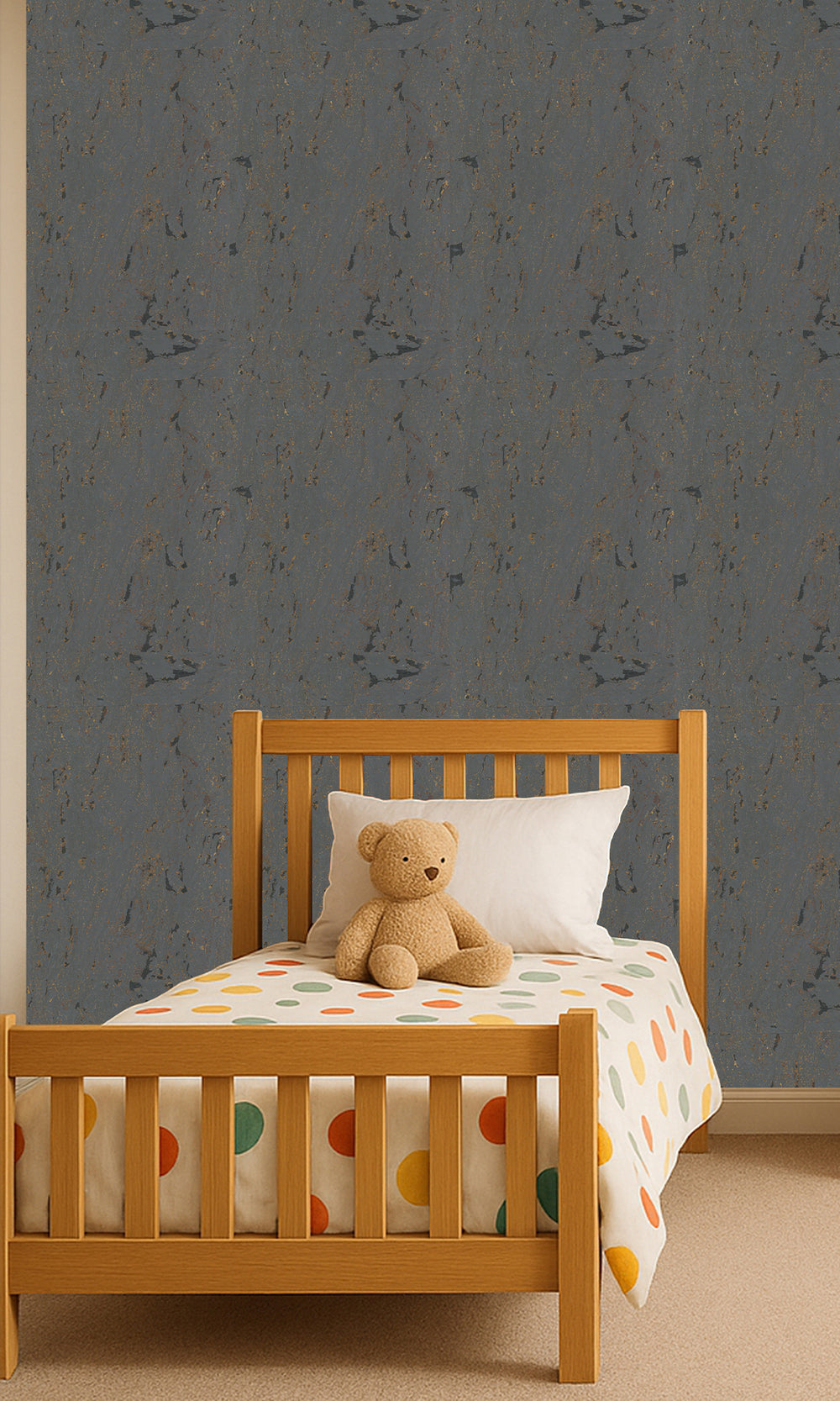 Charcoal Gray Abstract Collaged Cork Wallpaper R9845