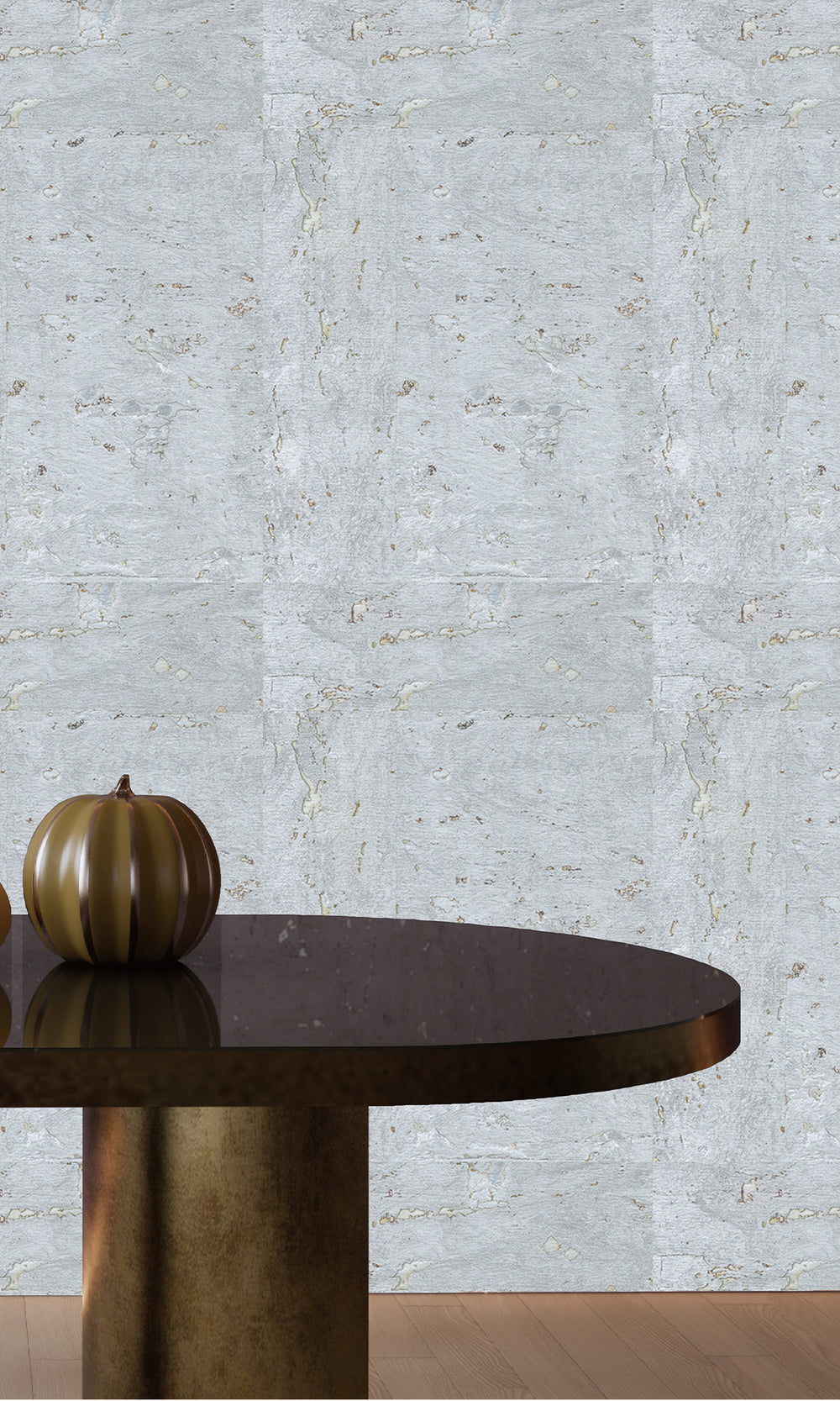 Silver Abstract Collaged Cork Wallpaper R9846