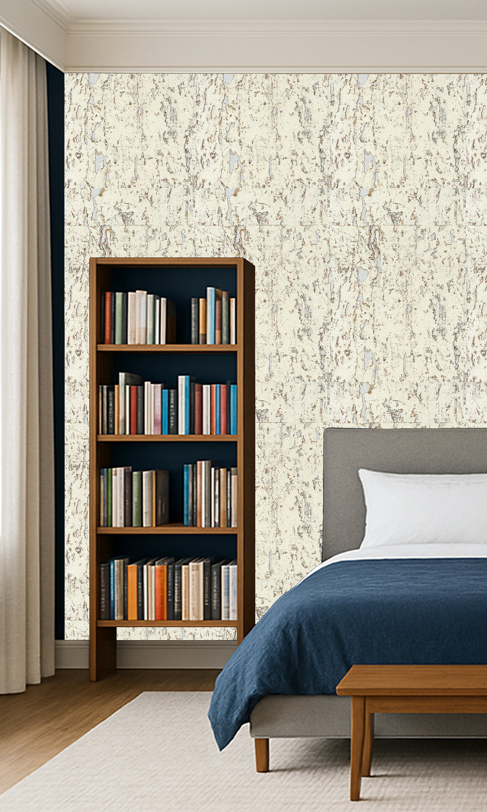 Whisper White Abstract Collaged Cork Wallpaper R9848