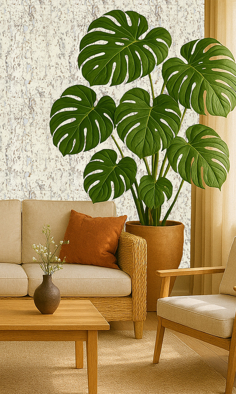 Whisper White Abstract Collaged Cork Wallpaper R9848