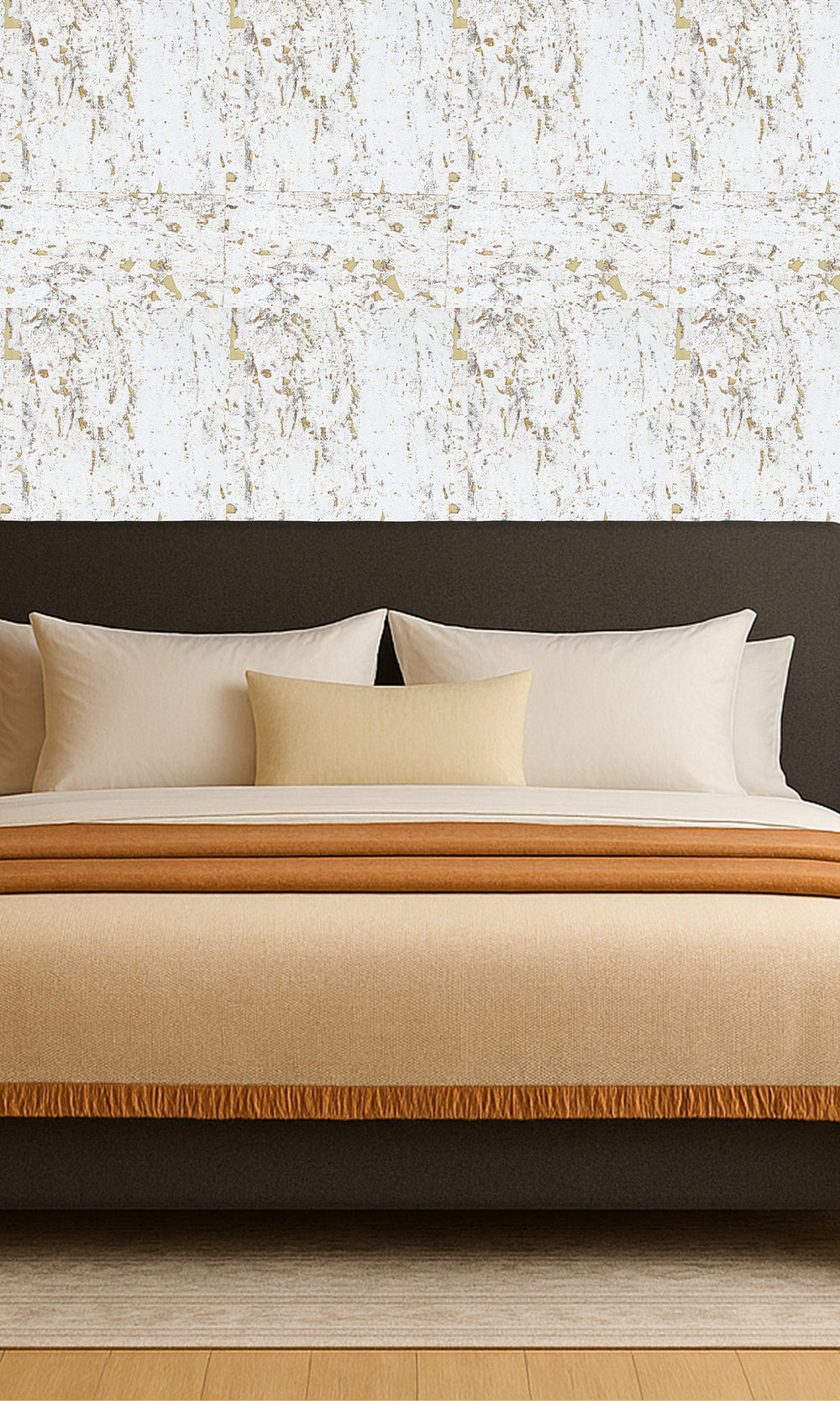 Gold Abstract Collaged Cork Wallpaper R9849