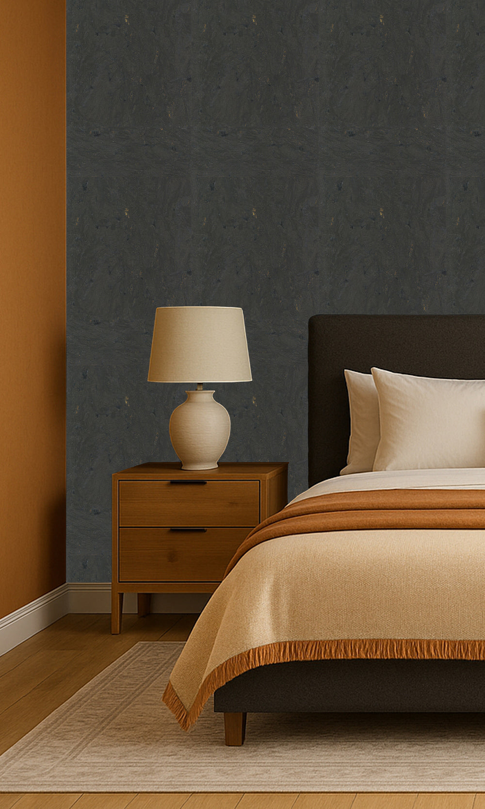 Black Abstract Collaged Cork Wallpaper R9850