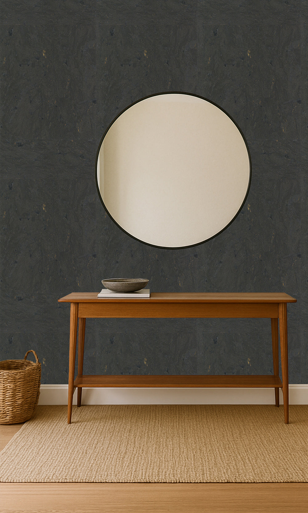 Black Abstract Collaged Cork Wallpaper R9850