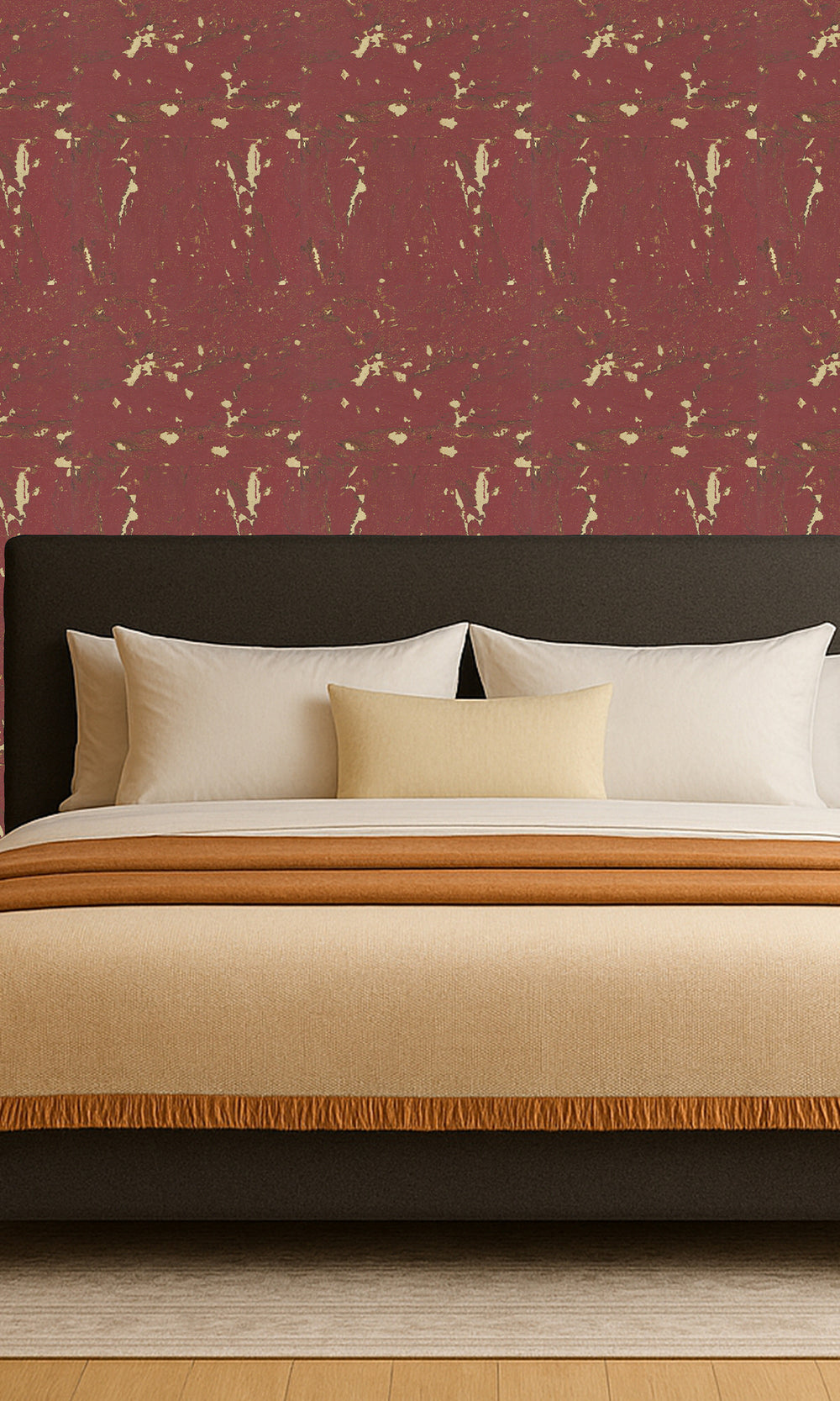 Mauve Wine Abstract Collaged Cork Wallpaper R9852