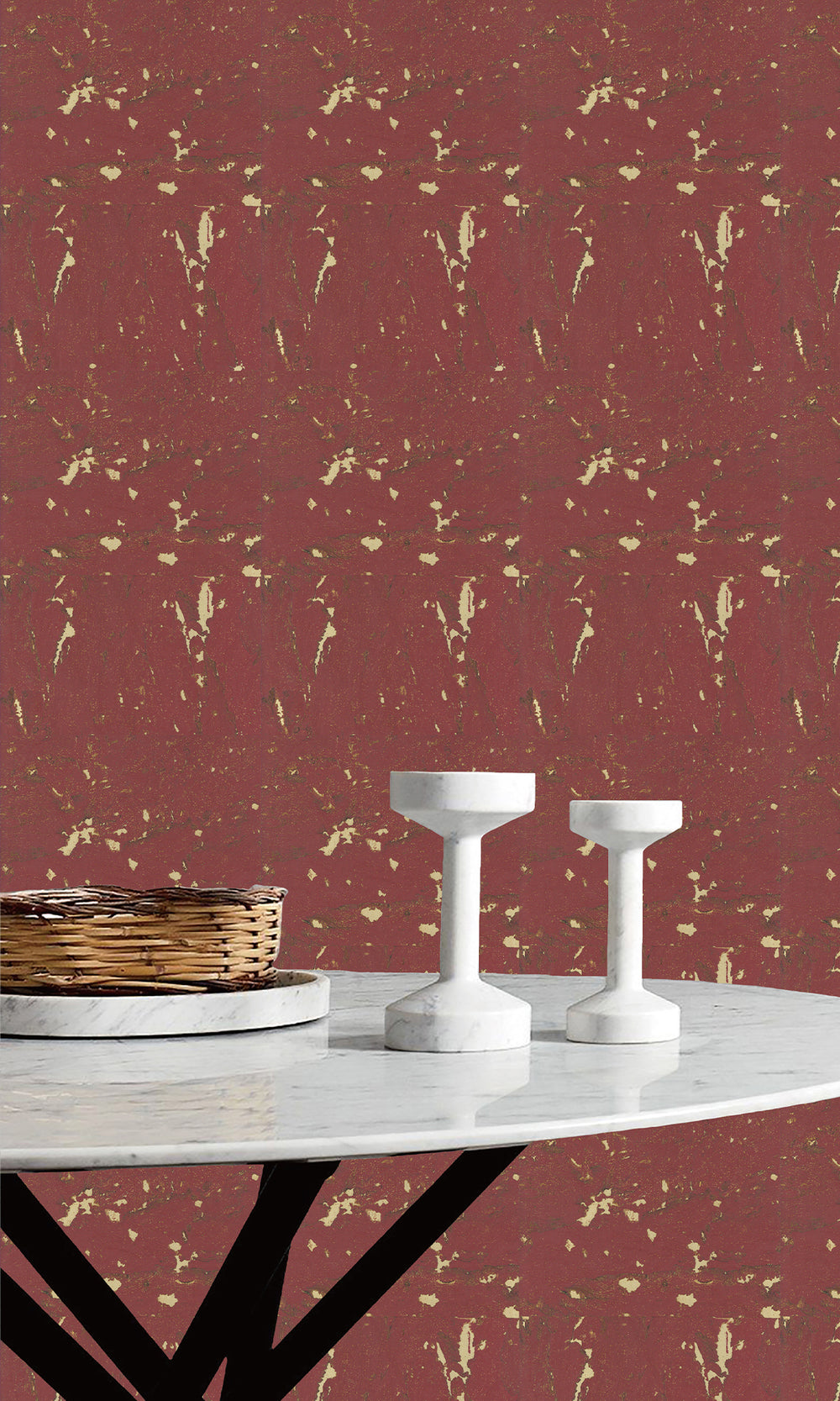 Mauve Wine Abstract Collaged Cork Wallpaper R9852
