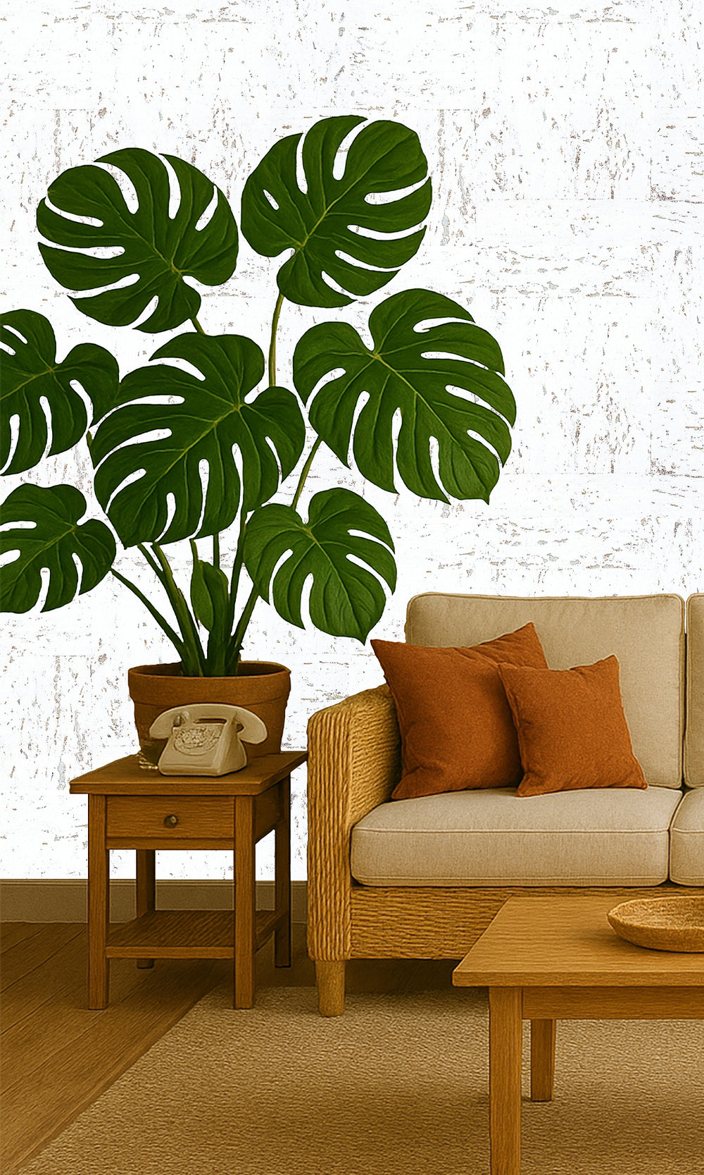Snow White Abstract Collaged Cork Wallpaper R9853
