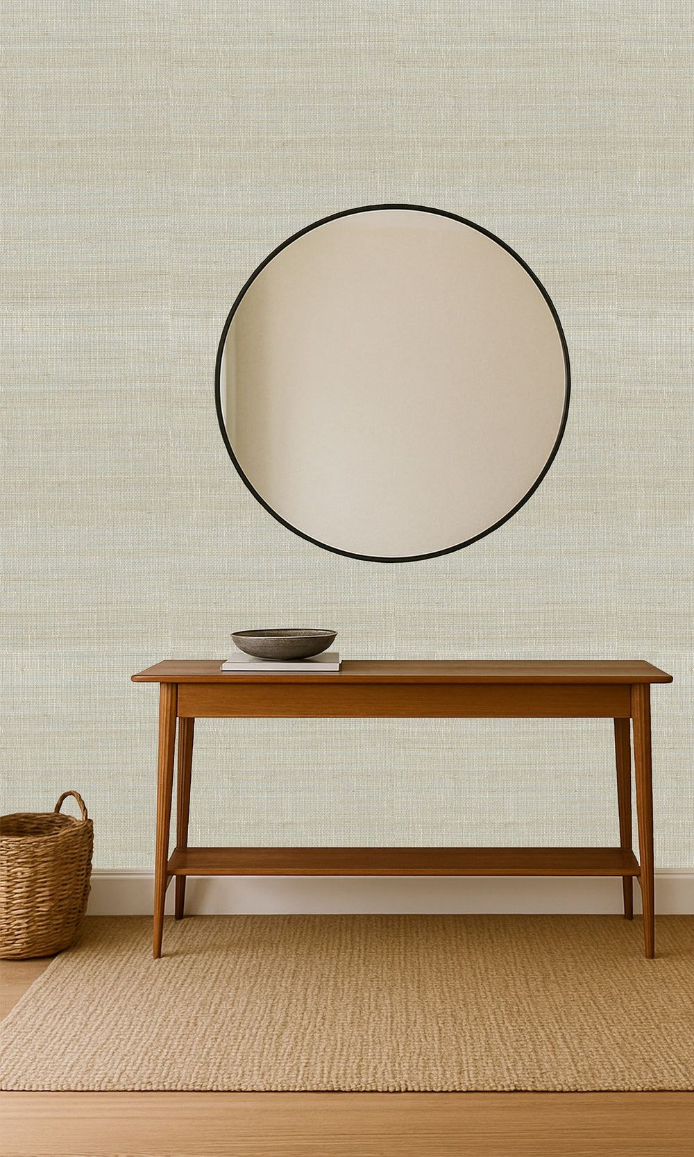 Ash Blue - Prairie Sage Abaca Weave Wallpaper R9857