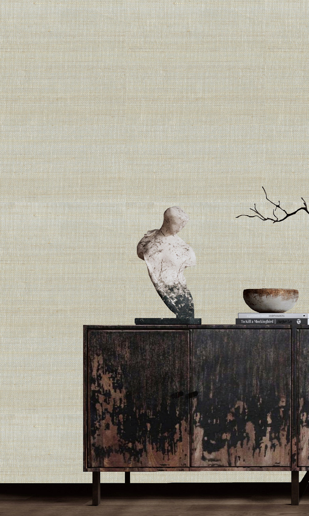 Ash Blue - Prairie Sage Abaca Weave Wallpaper R9857