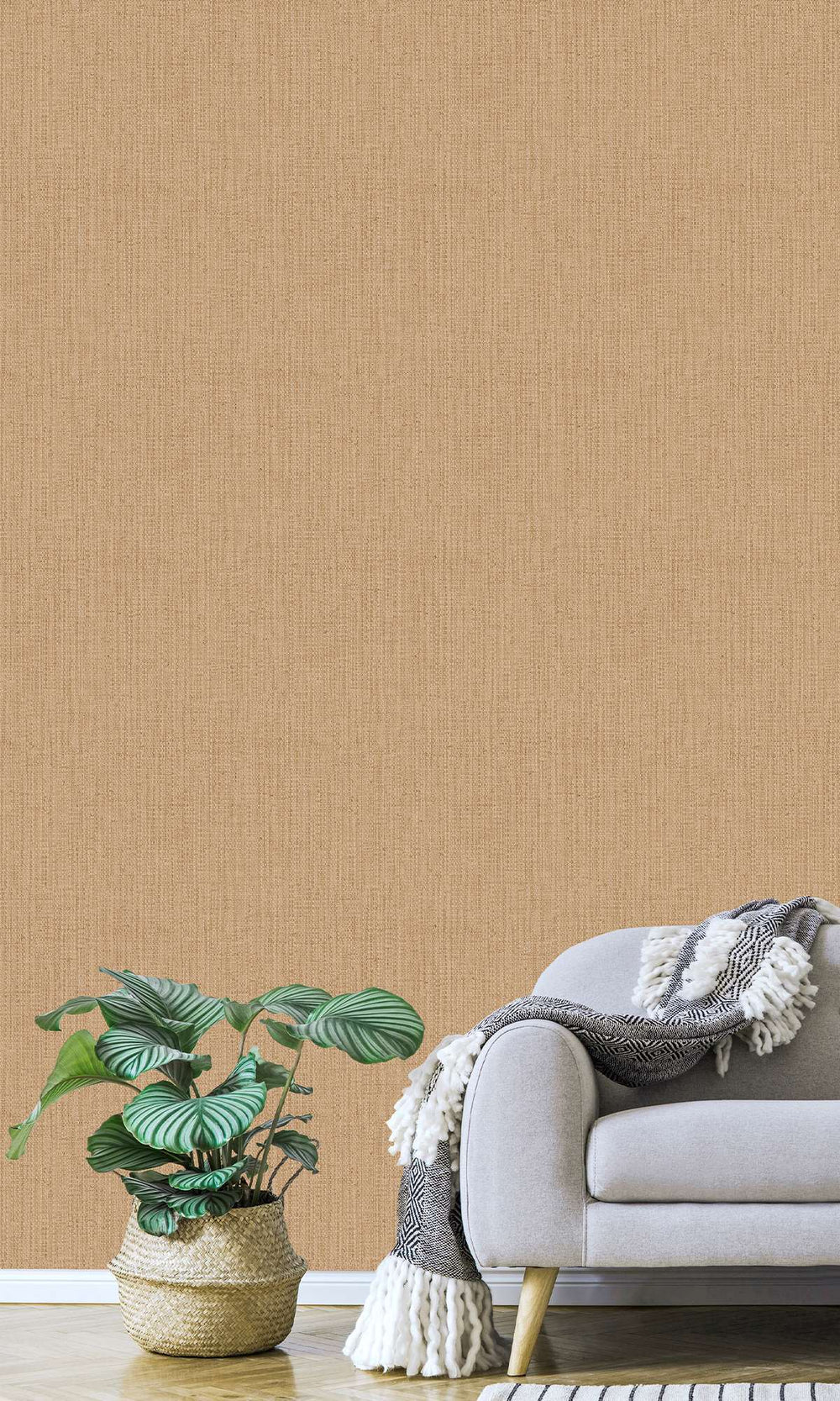 French Beige Faux Denim Effect Wallpaper R9869