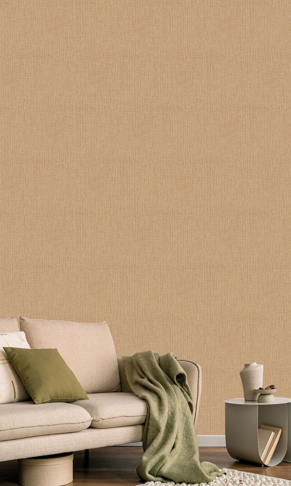 French Beige Faux Denim Effect Wallpaper R9869