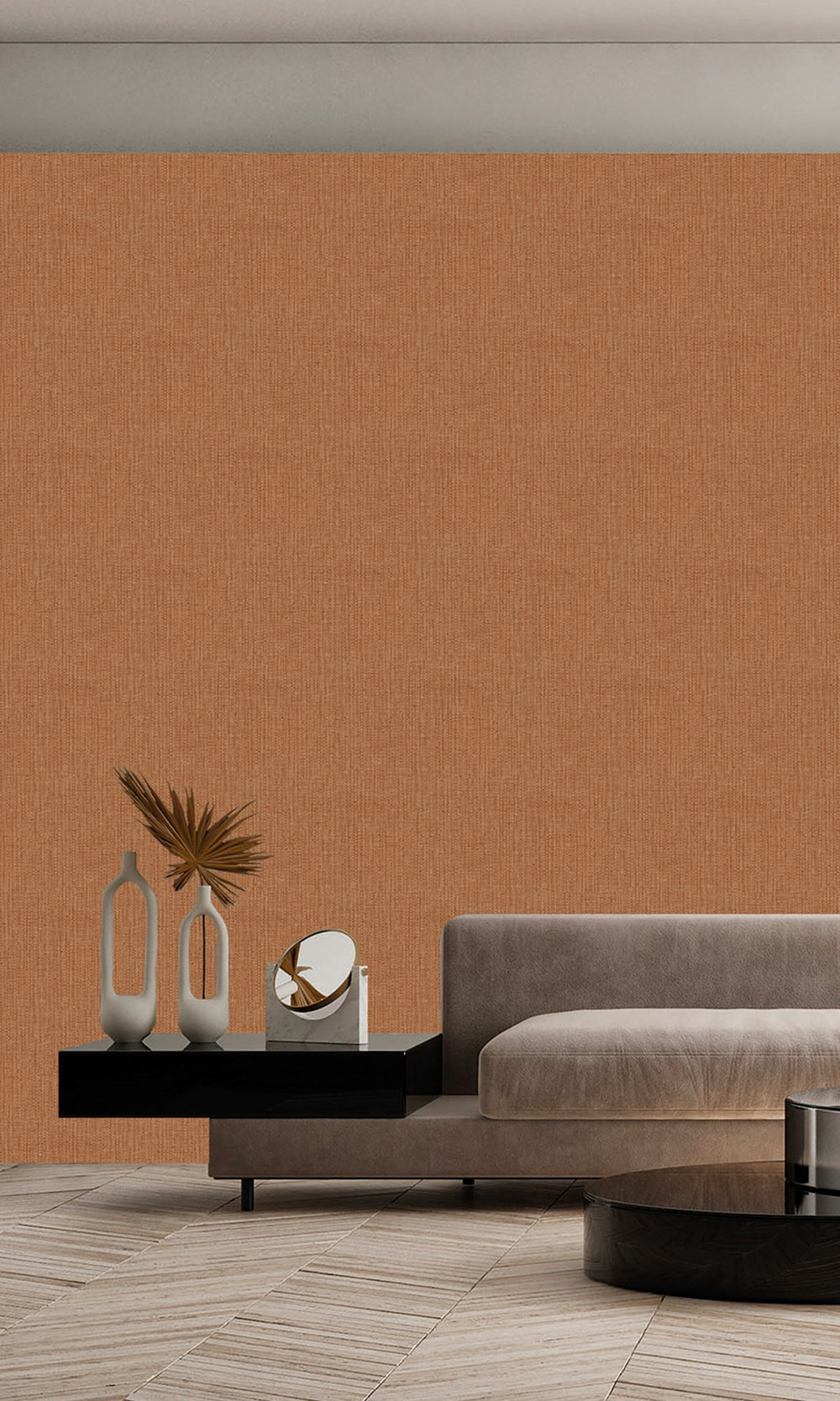 Burnt Almond Faux Denim Effect Wallpaper R9872