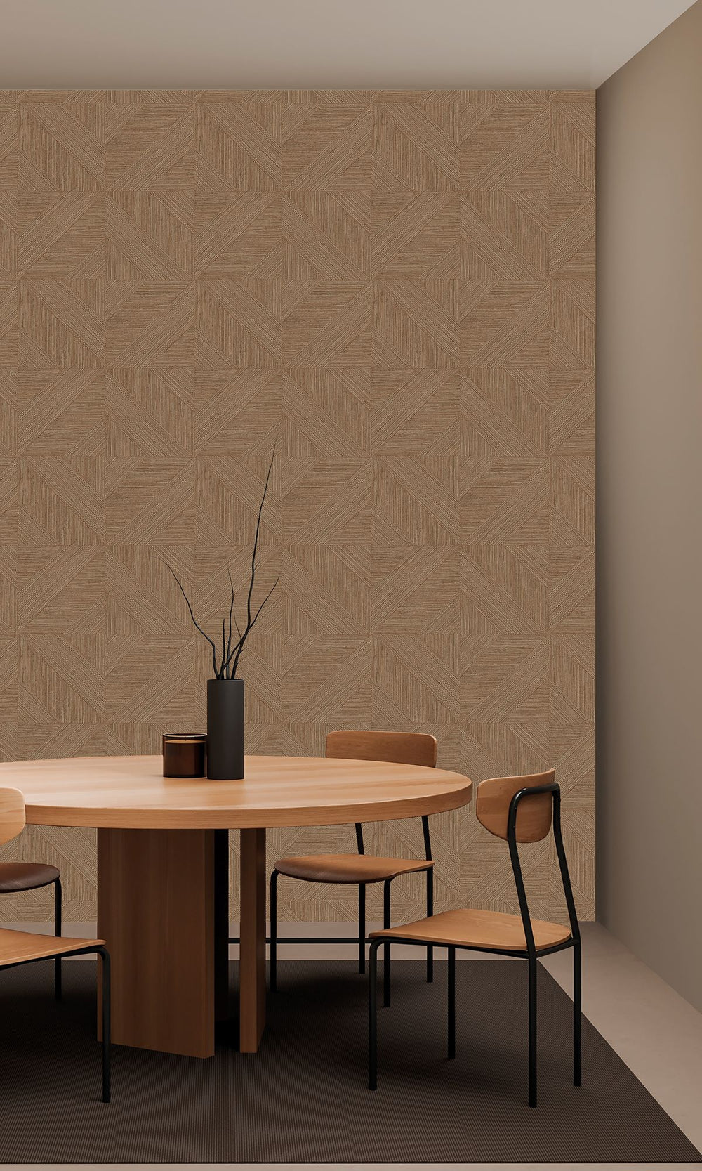 Centaur Brown Tiled Faux Grasscloth Print Wallpaper R9876