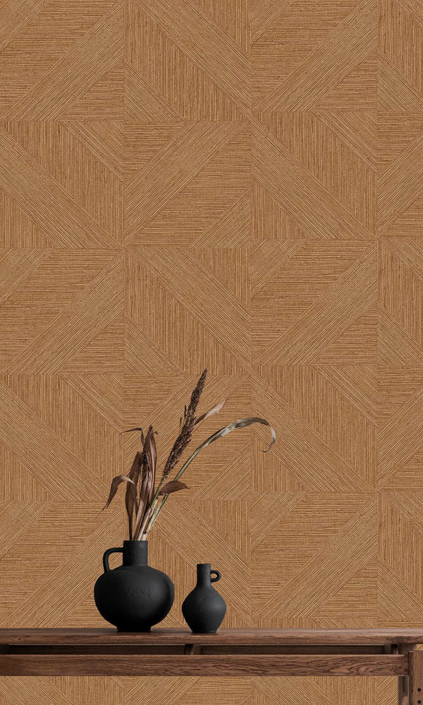 Allegro Brown Tiled Faux Grasscloth Print Wallpaper R9877