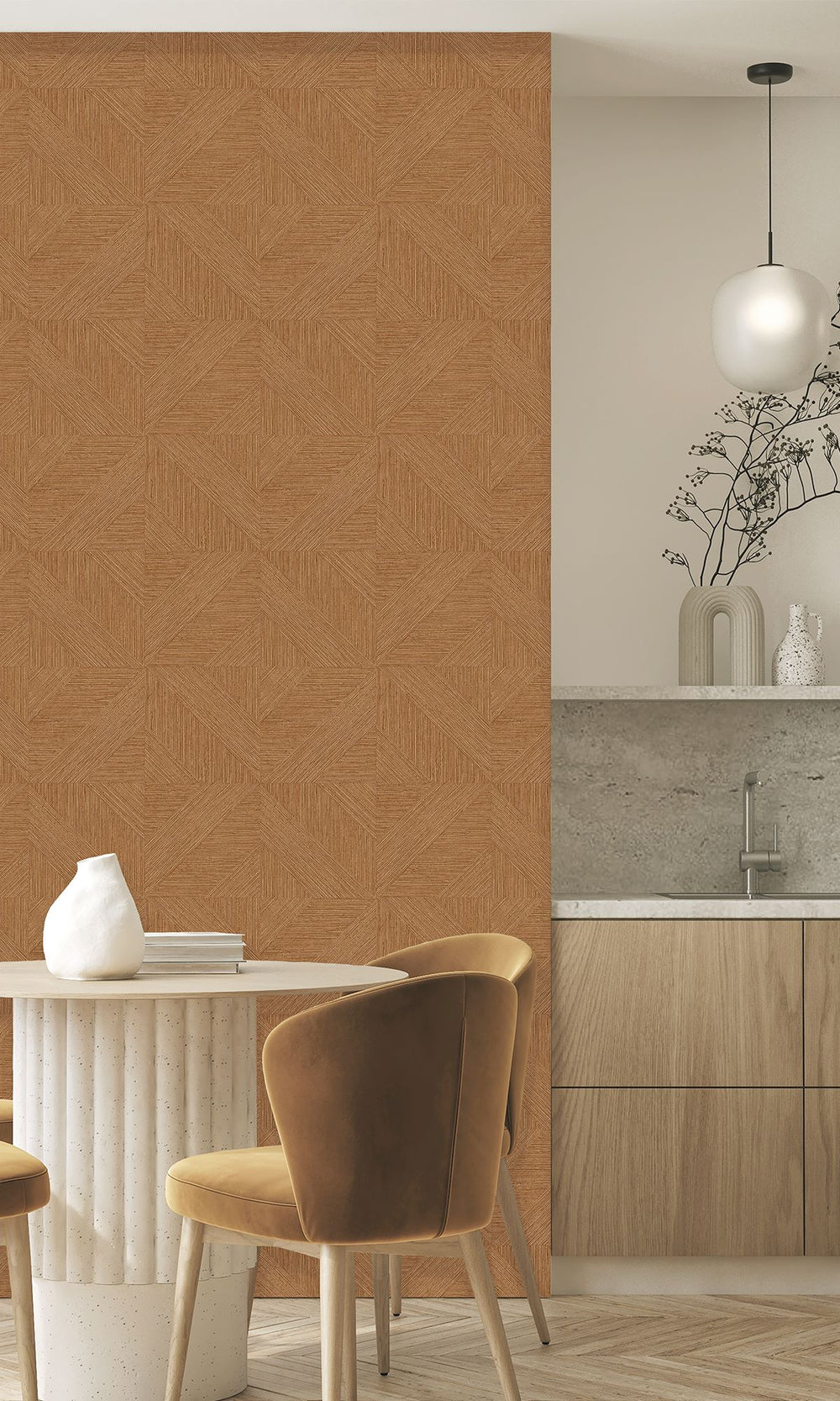 Allegro Brown Tiled Faux Grasscloth Print Wallpaper R9877