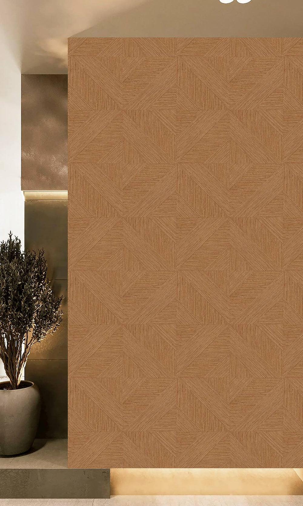 Allegro Brown Tiled Faux Grasscloth Print Wallpaper R9877