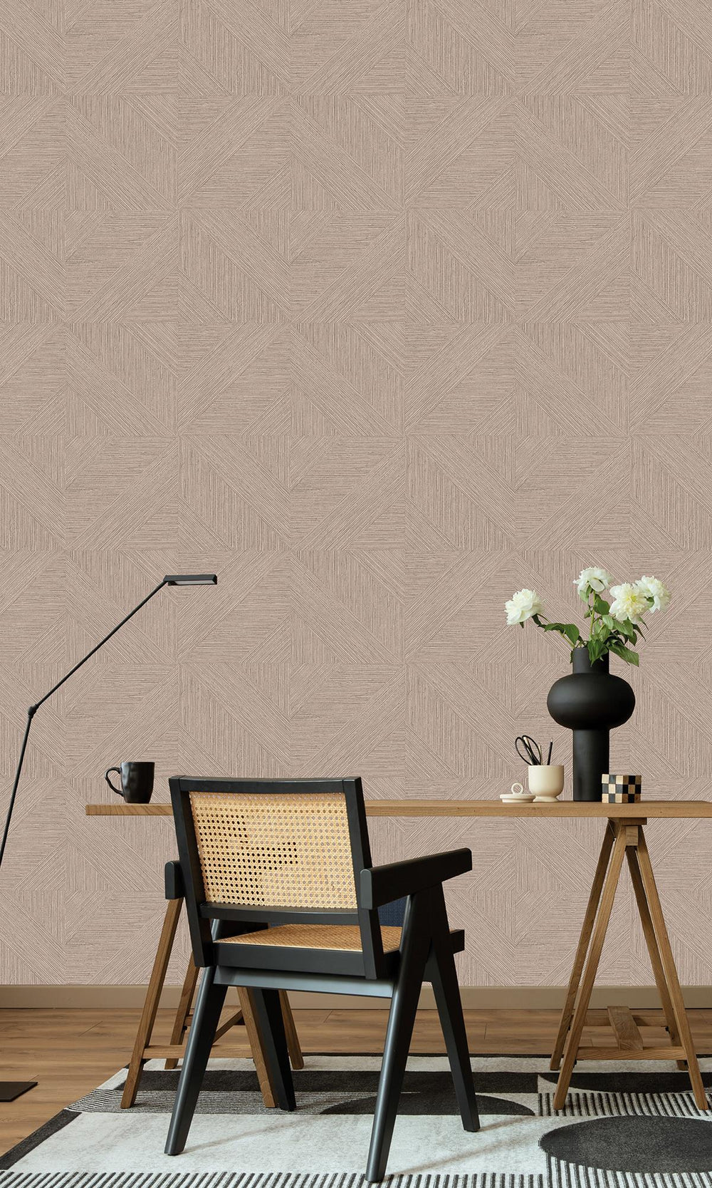 Dijon Brown Tiled Faux Grasscloth Print Wallpaper R9880