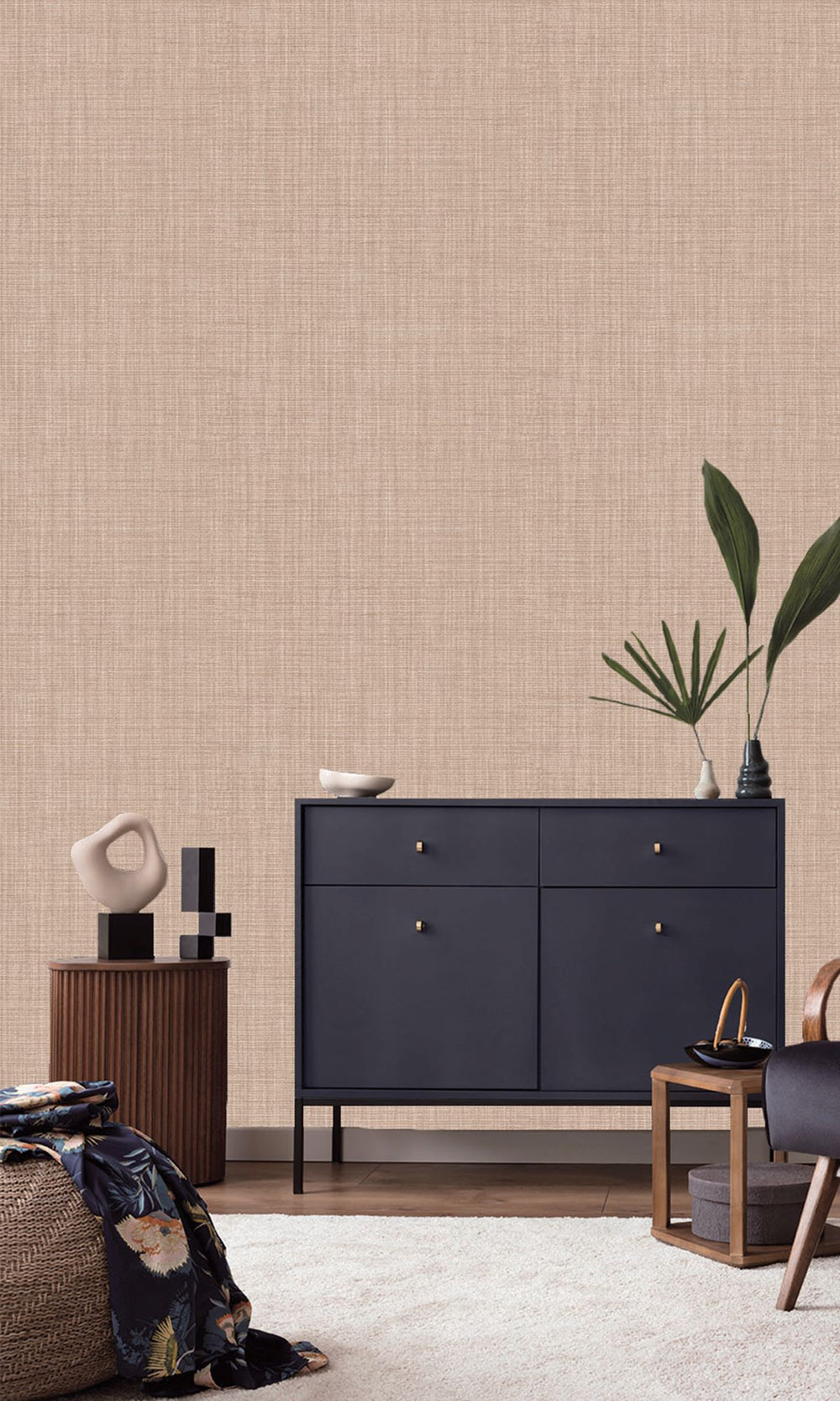 Praline Textile Print Wallpaper R9884