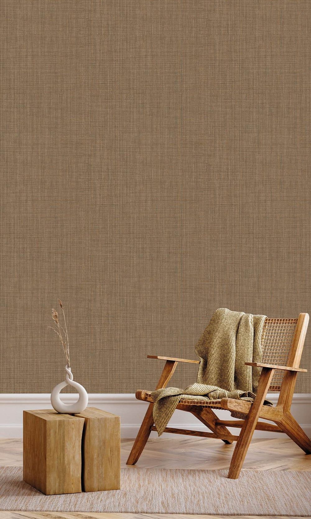 Heavy Ochre Textile Print Wallpaper R9886