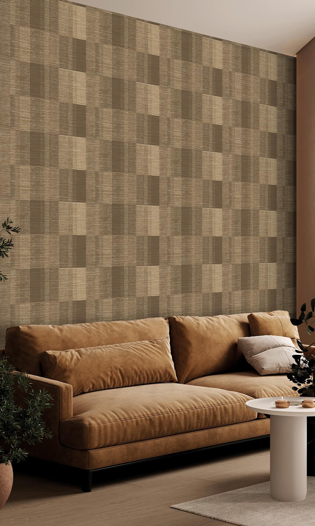 Bright Umber Tartan Print Wallpaper R9891
