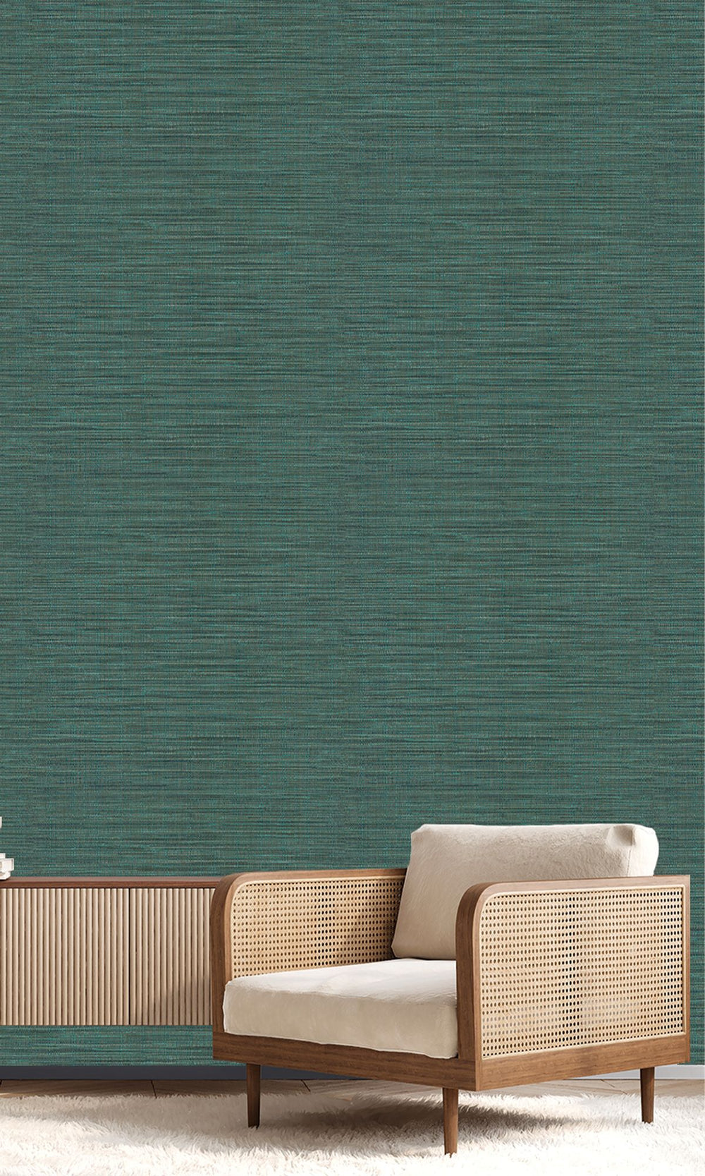 Celadon Green Faux Linen Weave Wallpaper R9894
