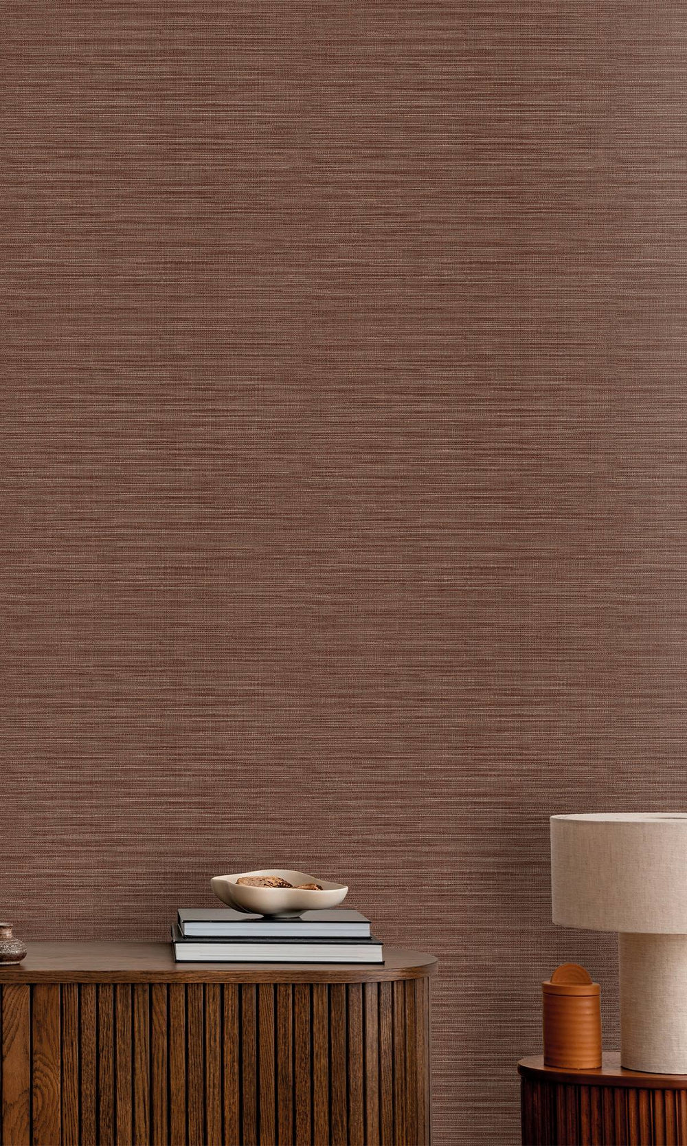 Cioccolato Faux Linen Weave Wallpaper R9895