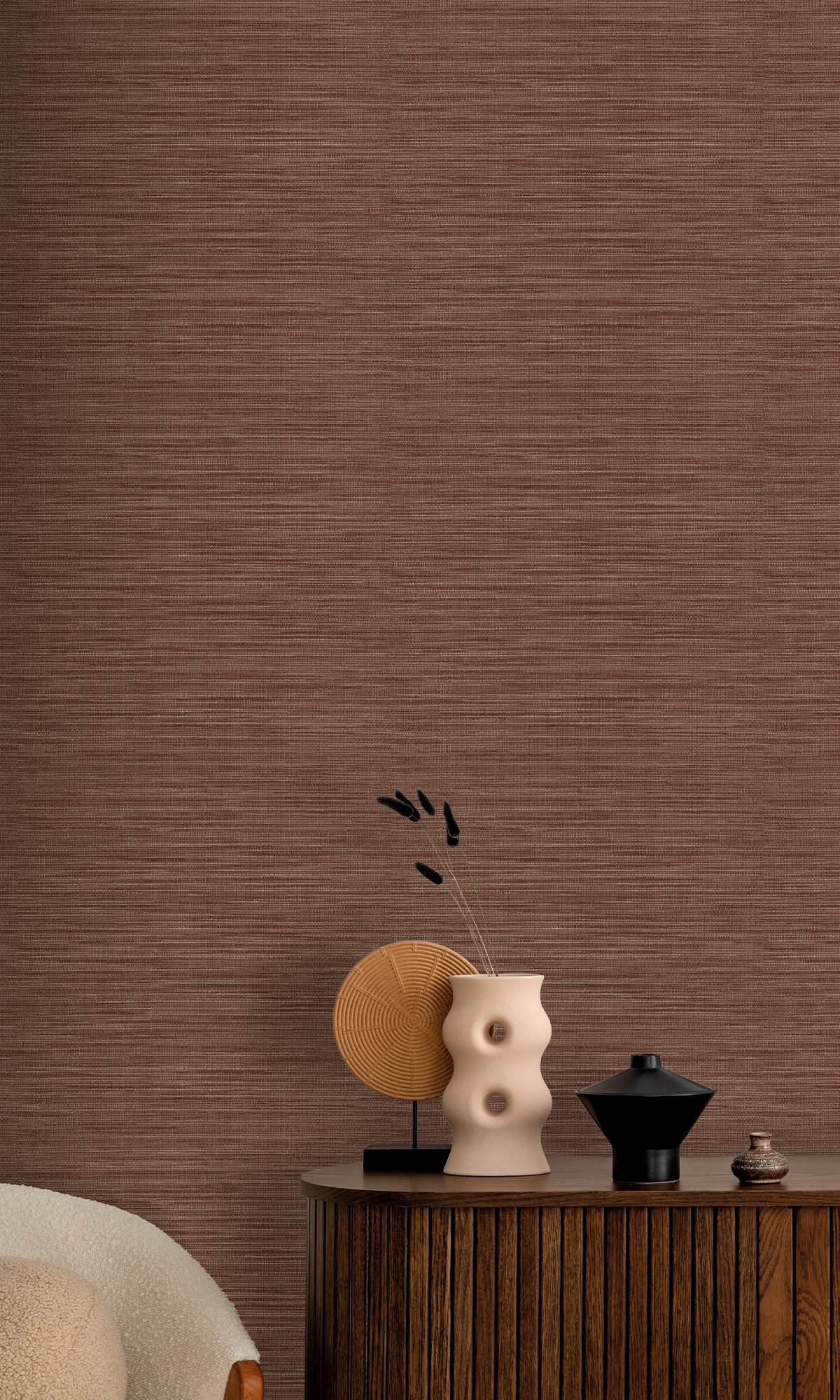 Cioccolato Faux Linen Weave Wallpaper R9895