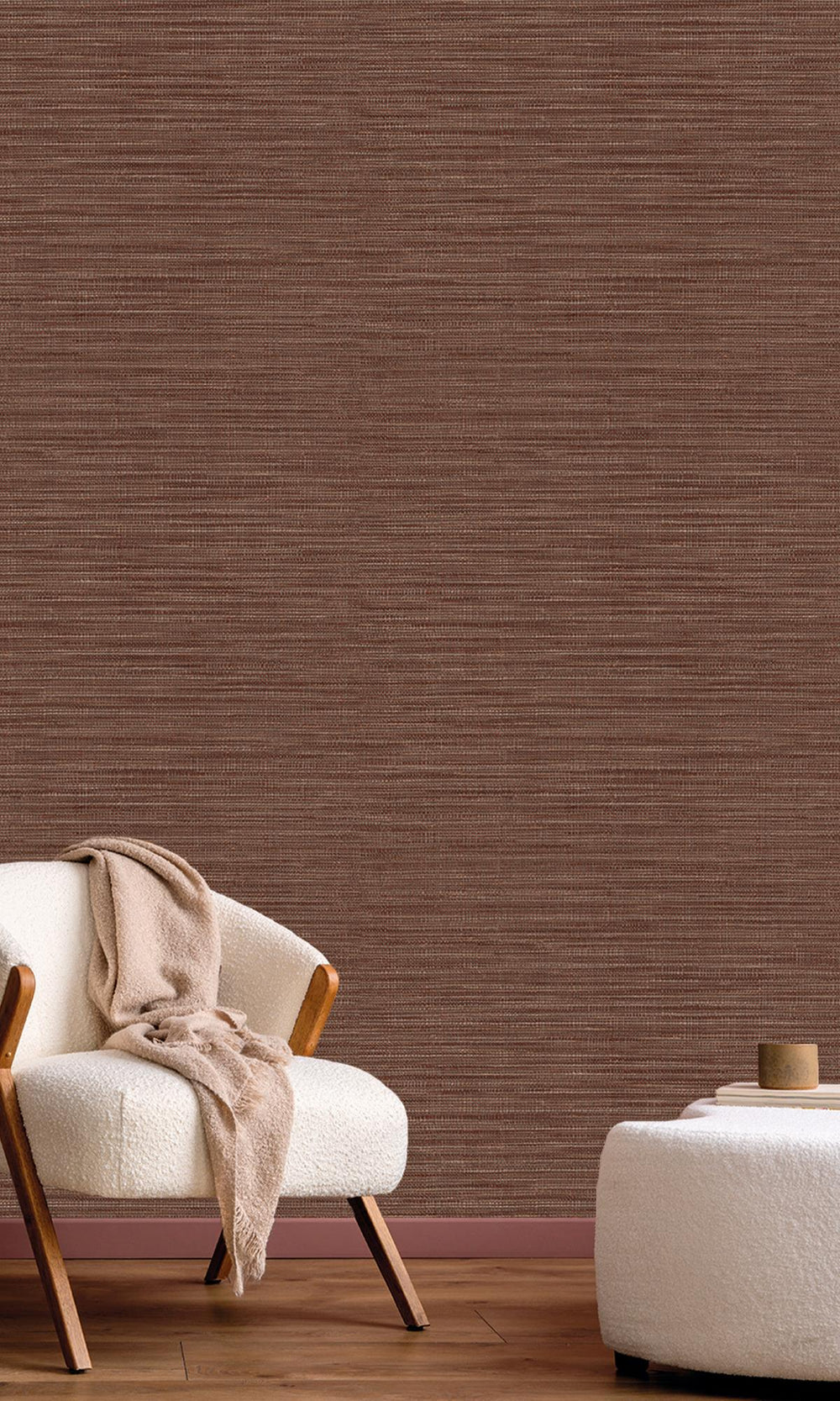 Cioccolato Faux Linen Weave Wallpaper R9895