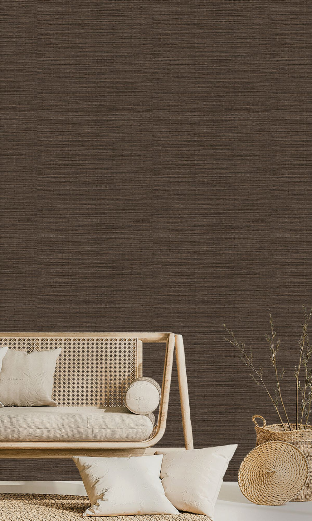 Brown Bear Faux Linen Weave Wallpaper R9896