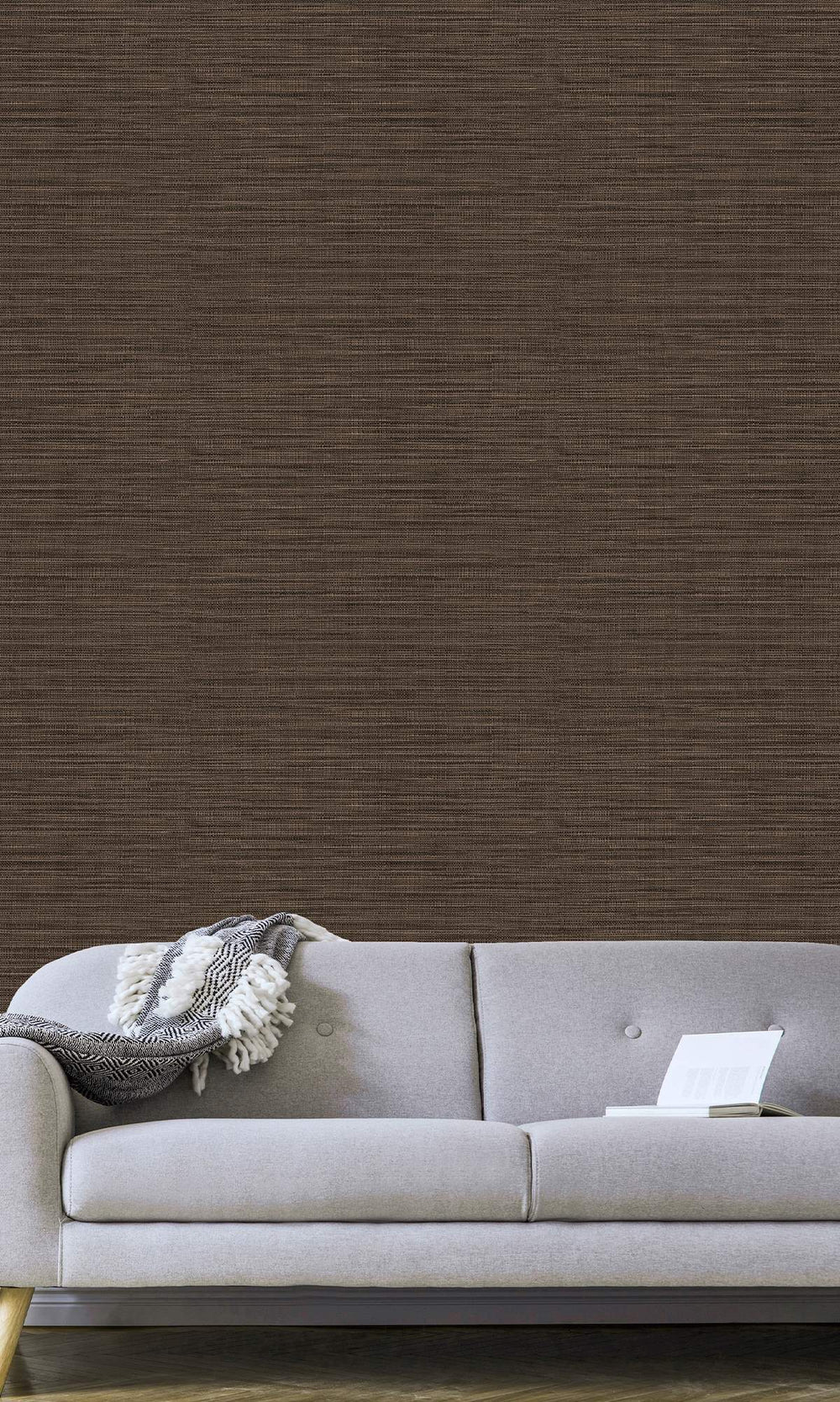 Brown Bear Faux Linen Weave Wallpaper R9896