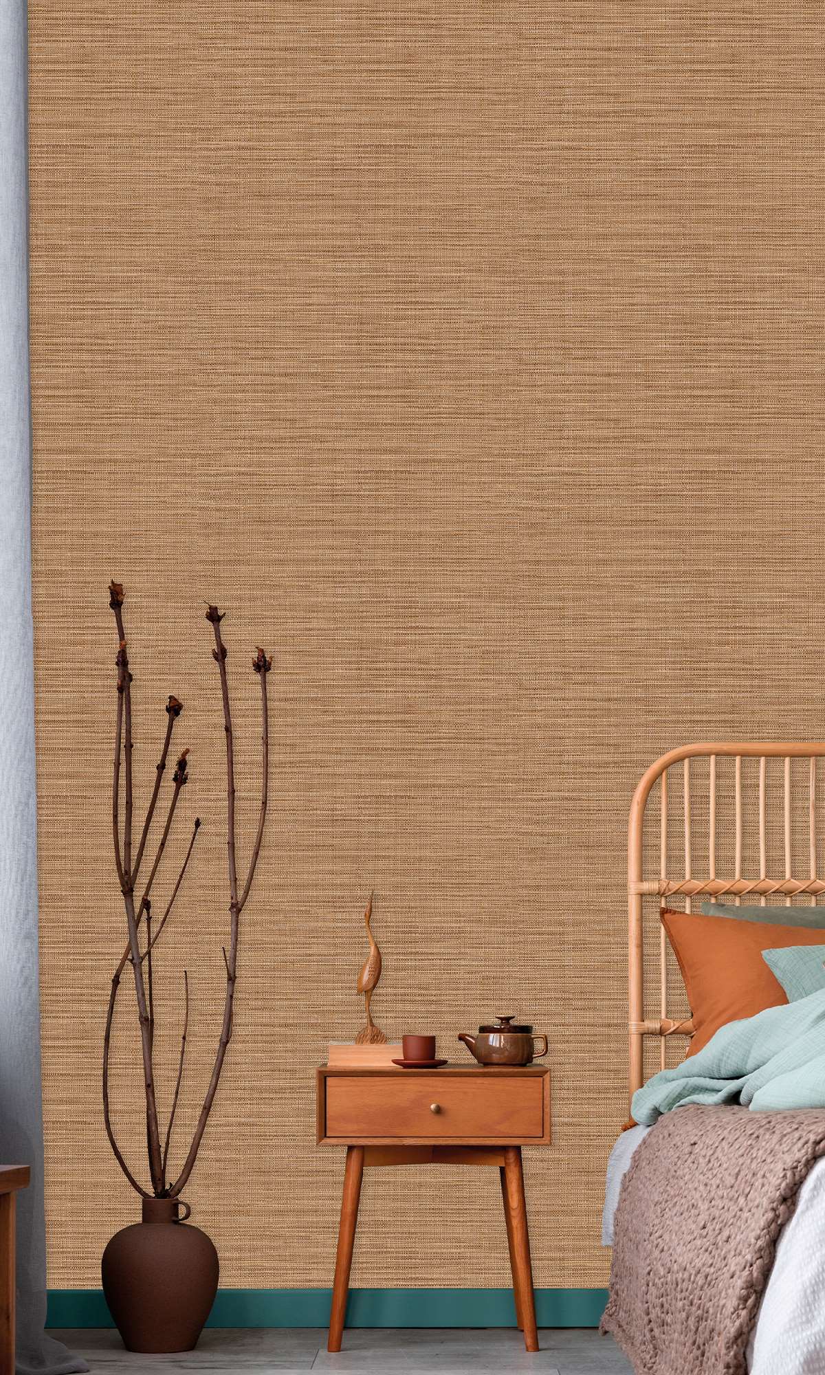 Woodgrain Faux Linen Weave Wallpaper R9897
