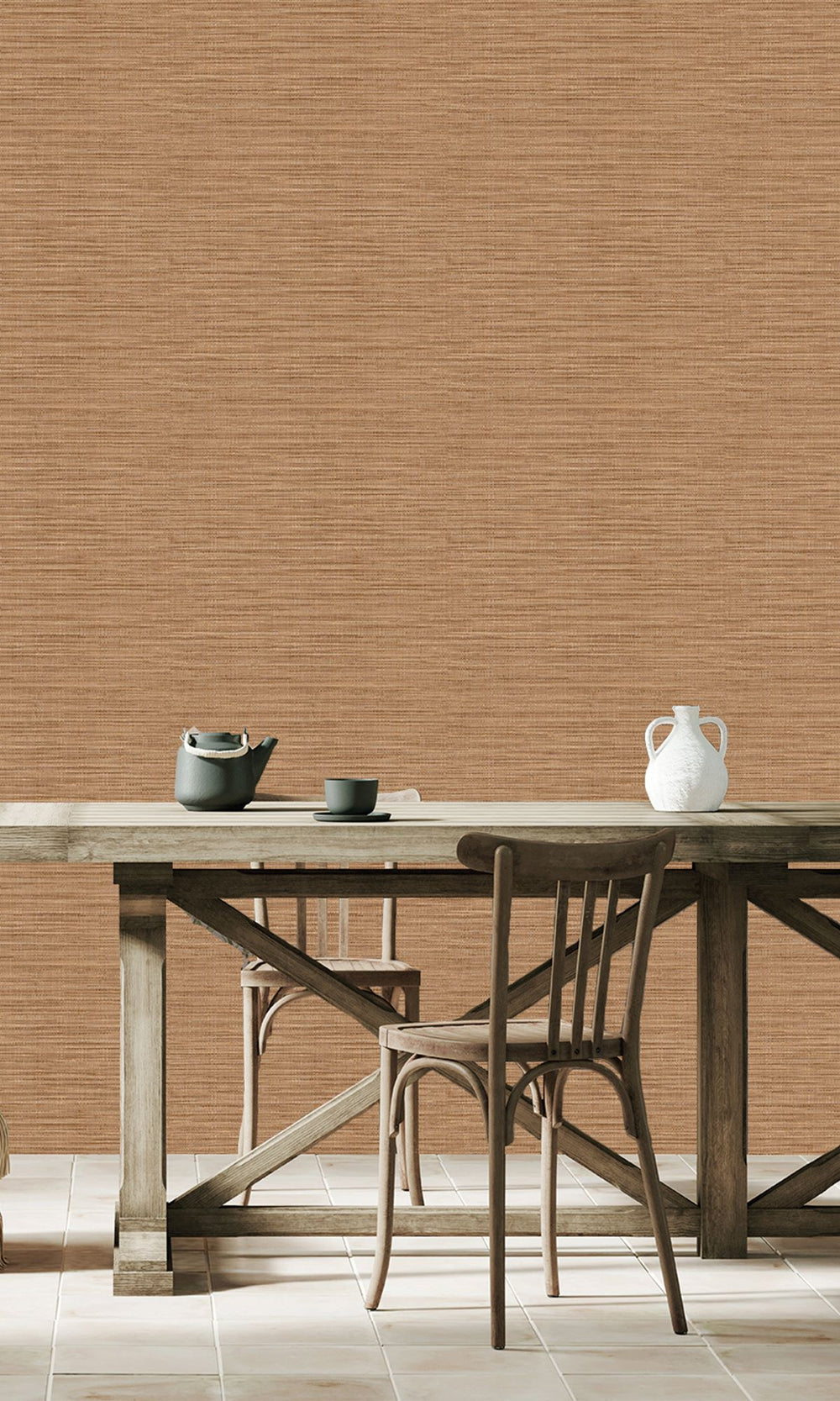 Woodgrain Faux Linen Weave Wallpaper R9897