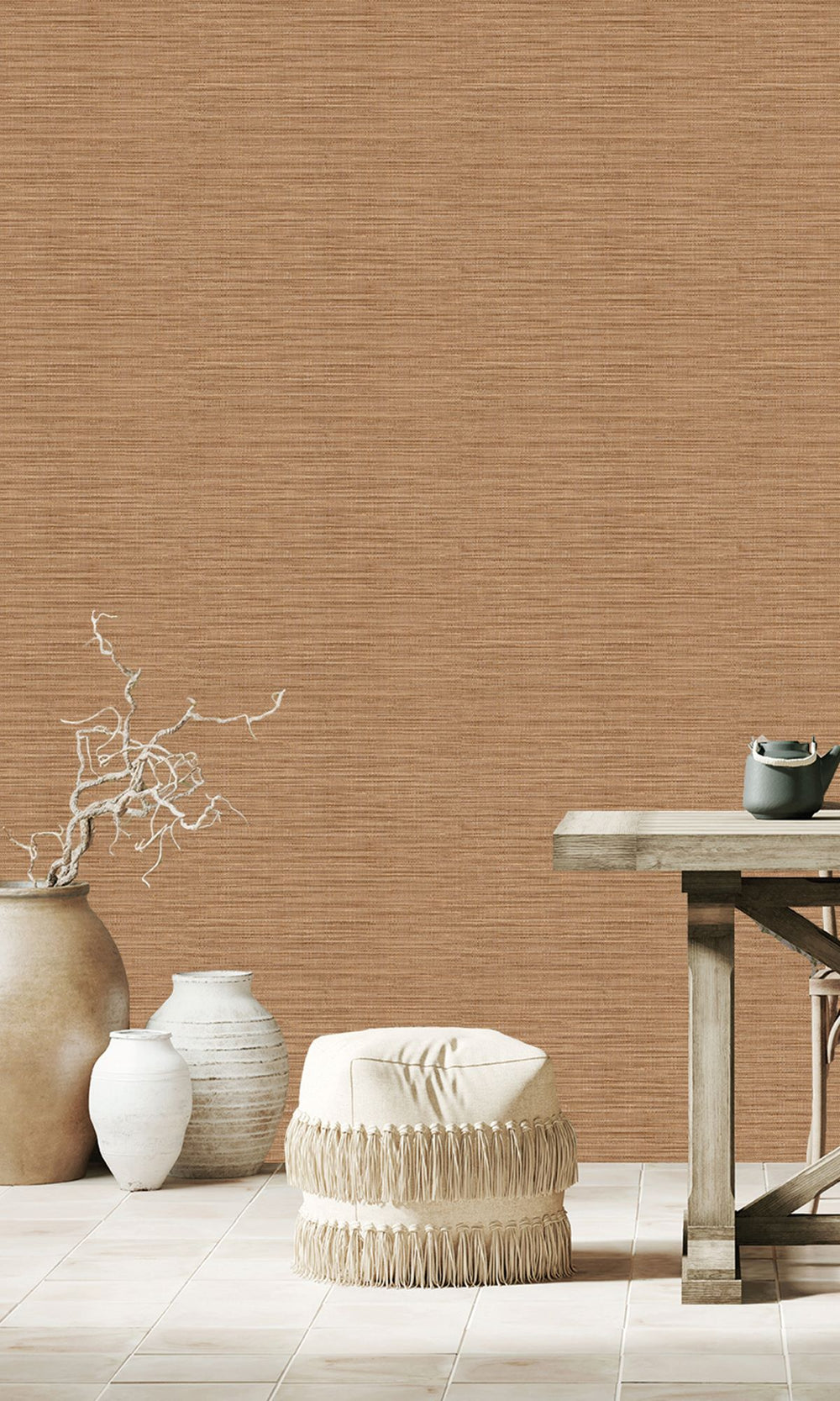 Woodgrain Faux Linen Weave Wallpaper R9897