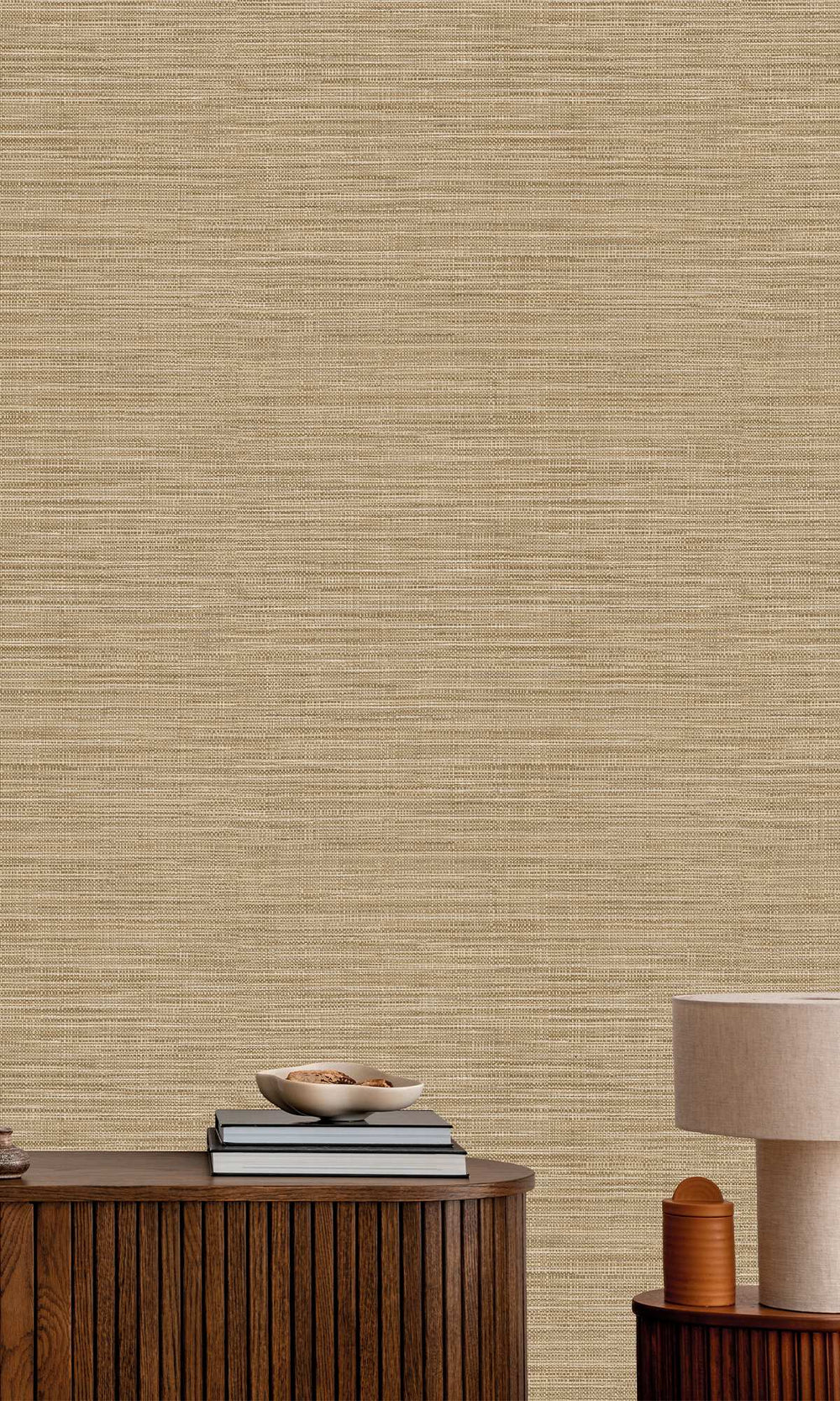 Khaki Faux Linen Weave Wallpaper R9898