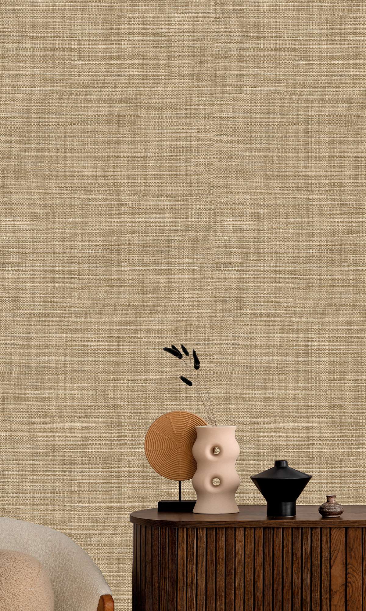 Khaki Faux Linen Weave Wallpaper R9898