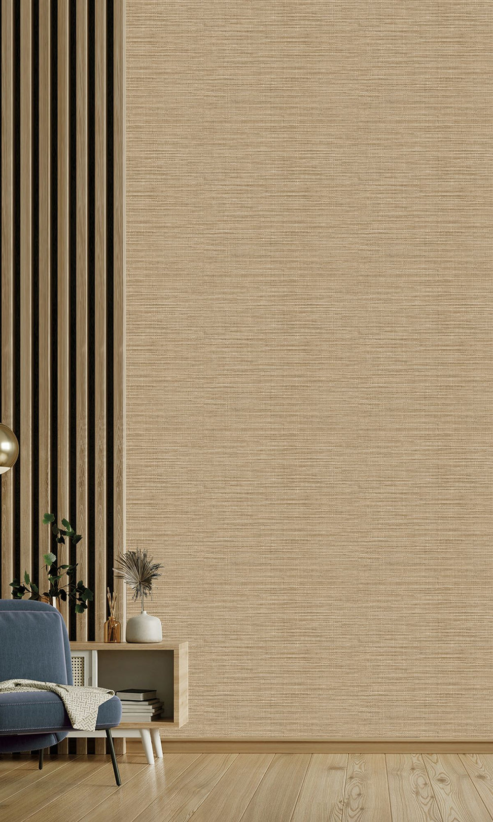 Khaki Faux Linen Weave Wallpaper R9898