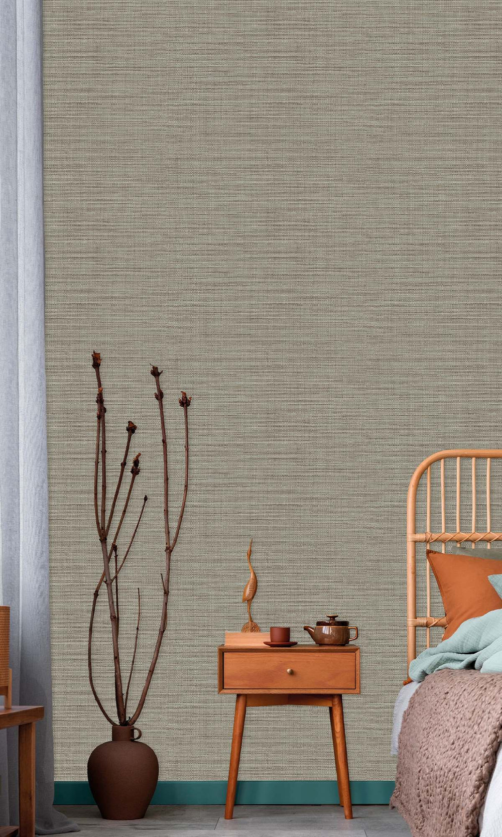 Delta Grey Faux Linen Weave Wallpaper R9900