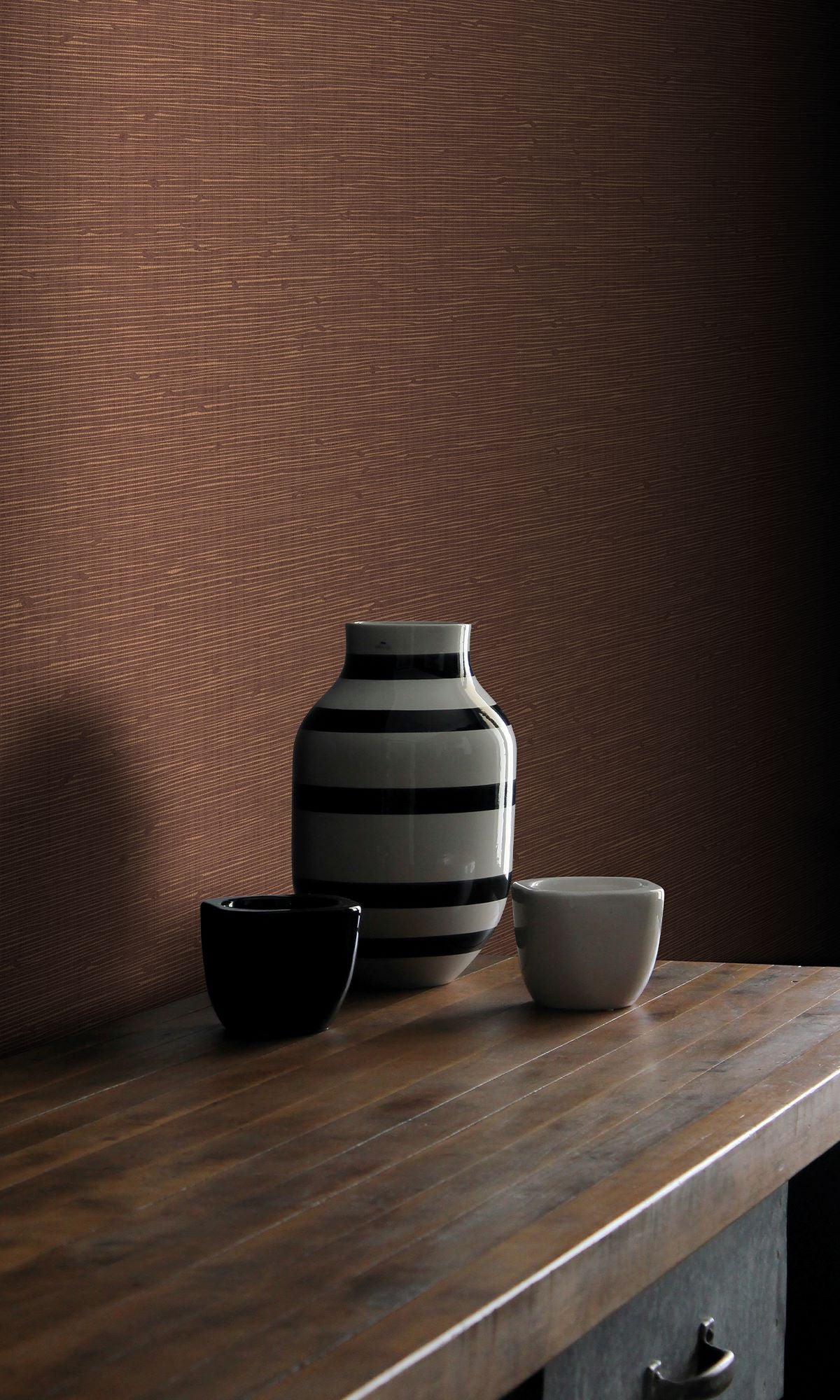 Spiced Cinnamon Faux Grasscloth Effect Wallpaper R9901