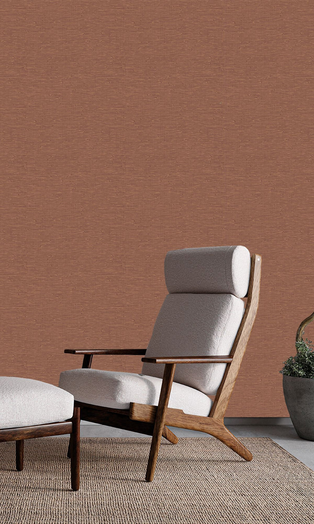 Spiced Cinnamon Faux Grasscloth Effect Wallpaper R9901